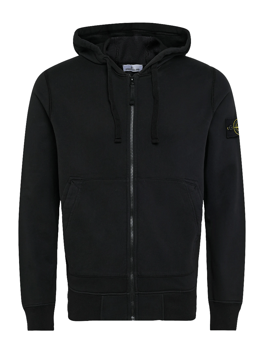 Stone Island - Organic Cotton Fleece Hoodie - fleecetrøjer - black - 0