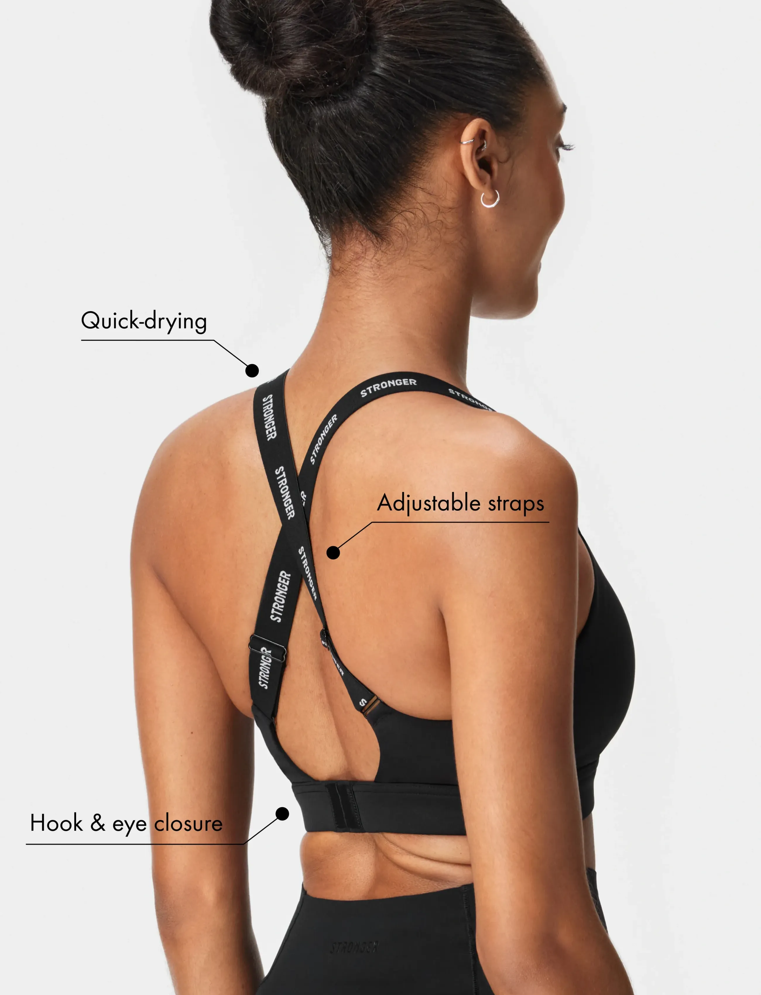 STRONGER - Power Sports Bra - sport-bhs - black - 2