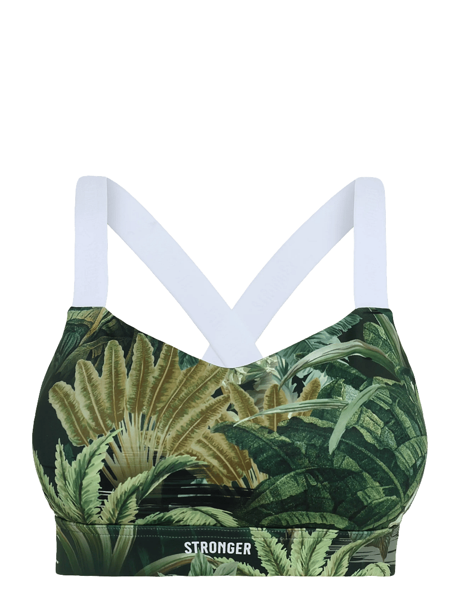 STRONGER - Power Sports Bra - sport bh:ar - tropical leaves print - 0