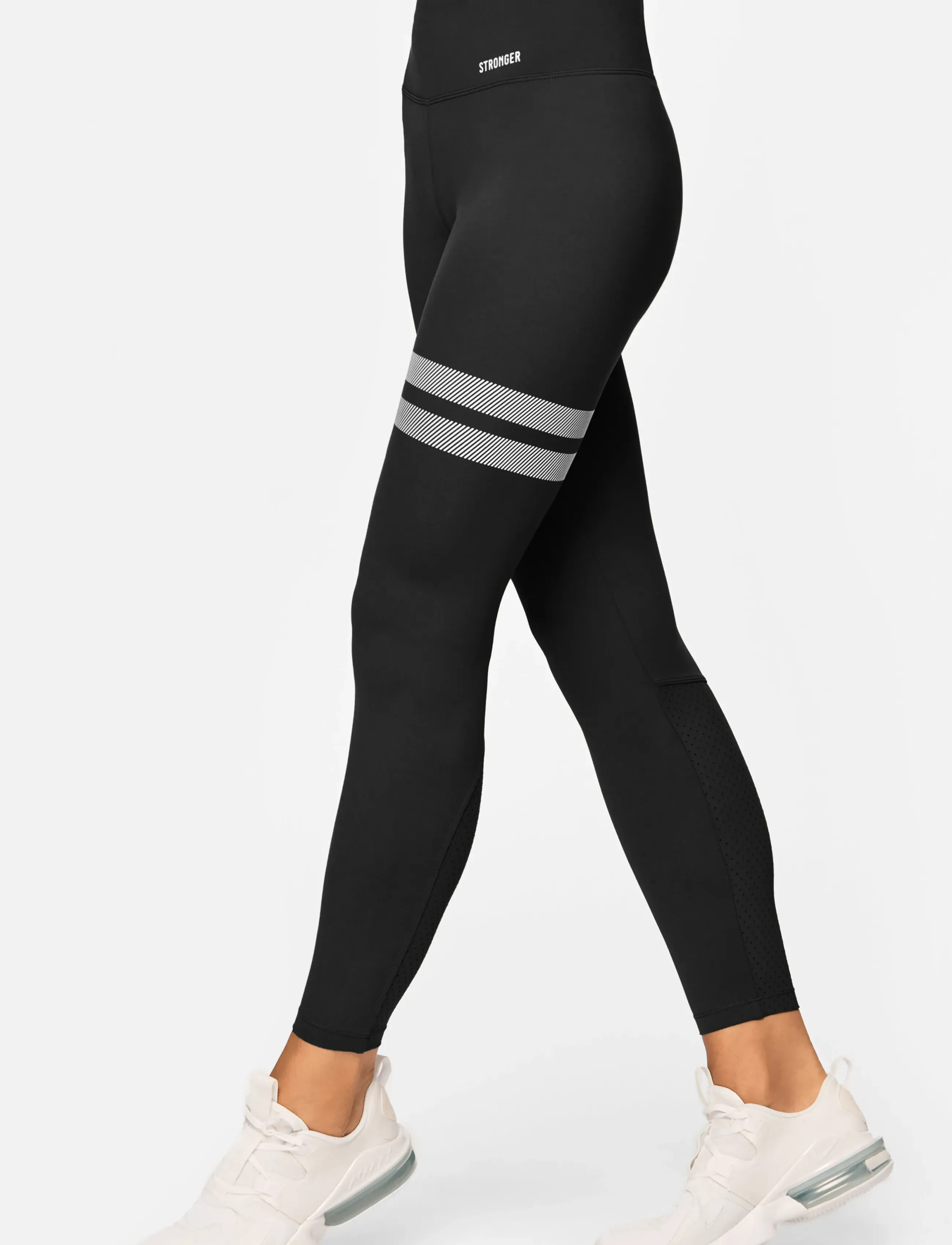 STRONGER Power Leggings, XL, Sport Tights, Schwarz - Frauen