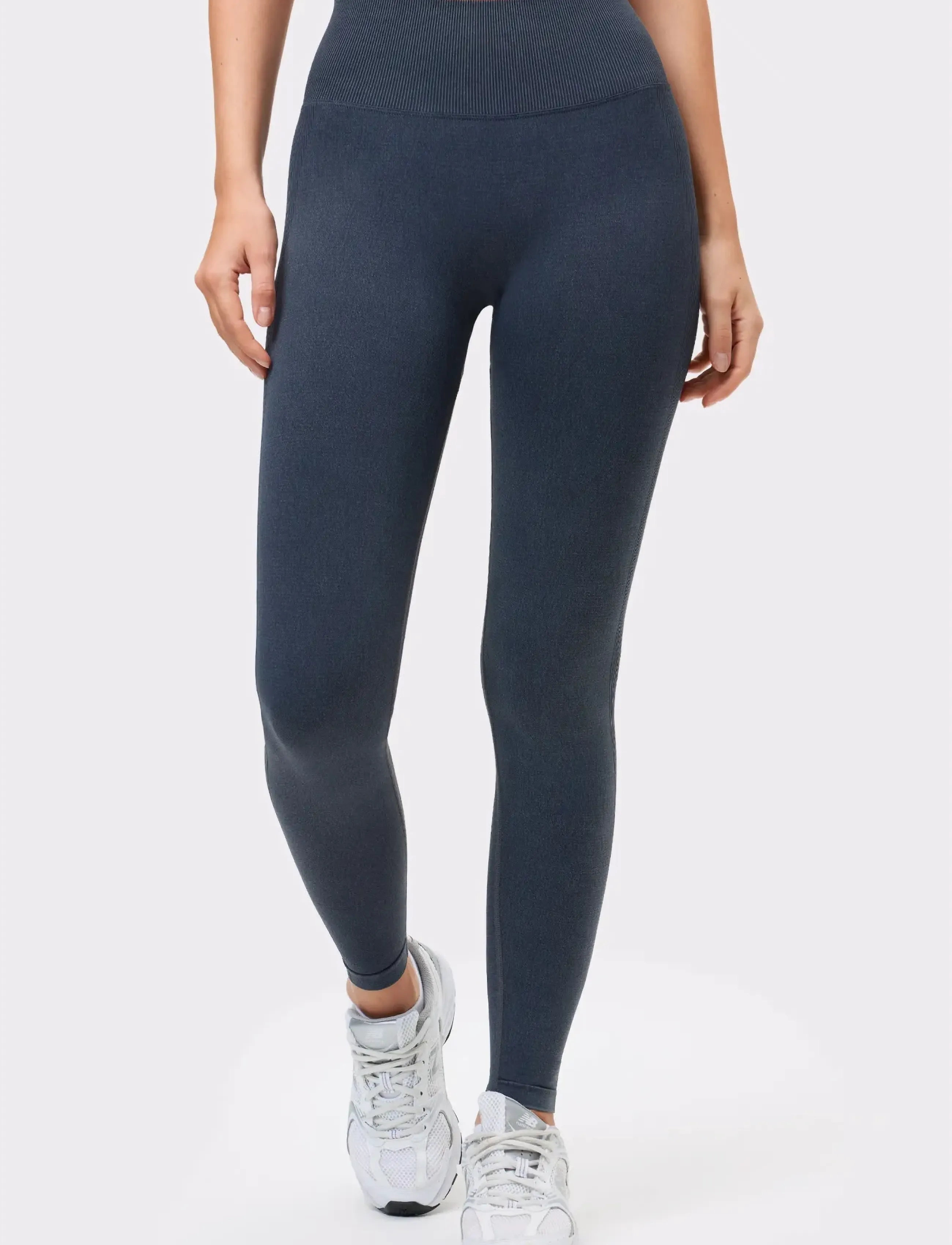 STRONGER Washed Seamless Leggings, M, Sport Tights, Marineblau - Training Frauen