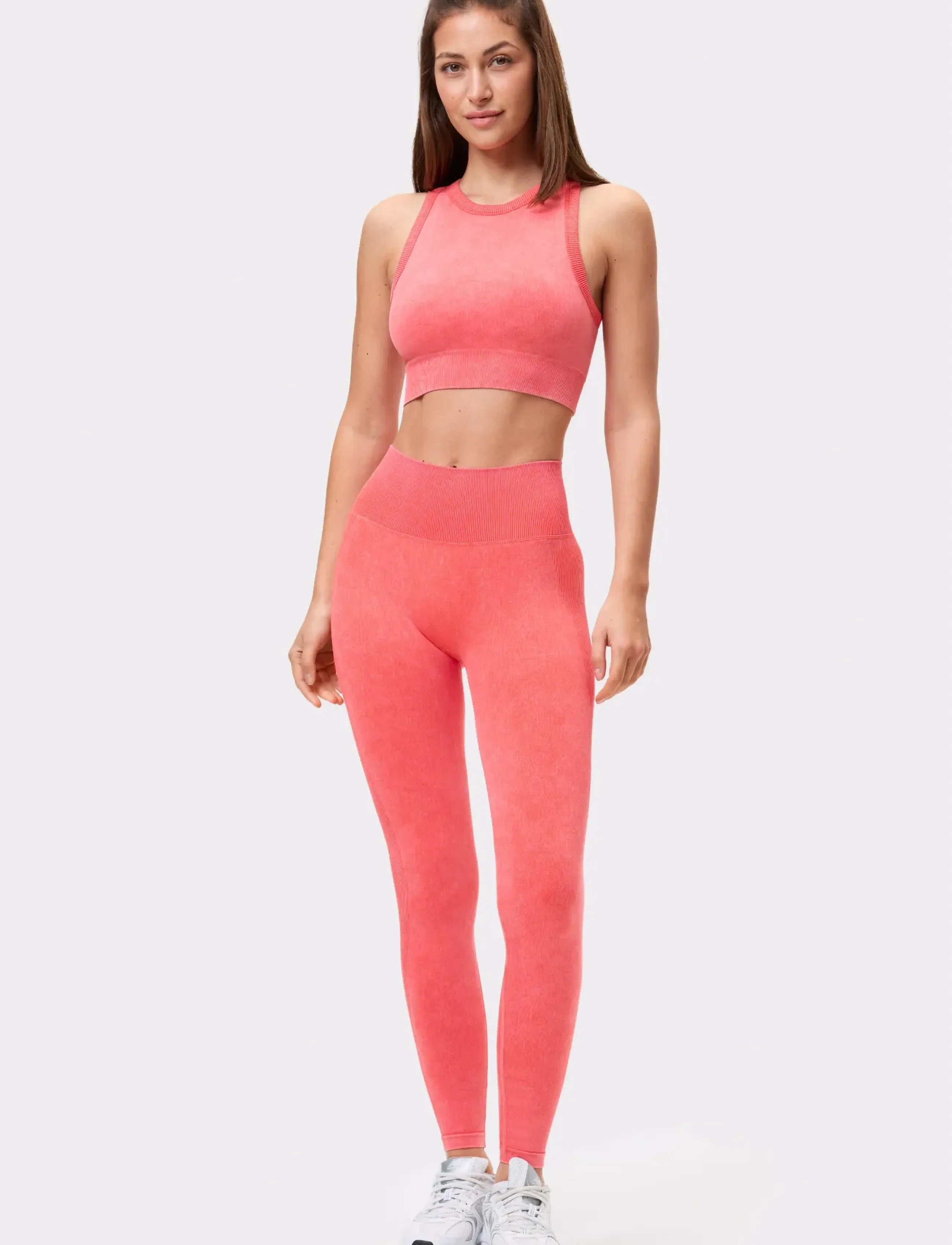 STRONGER Washed Seamless Leggings, XS, Coral, Sportsbukser > Sportstræningsbukser, Dame