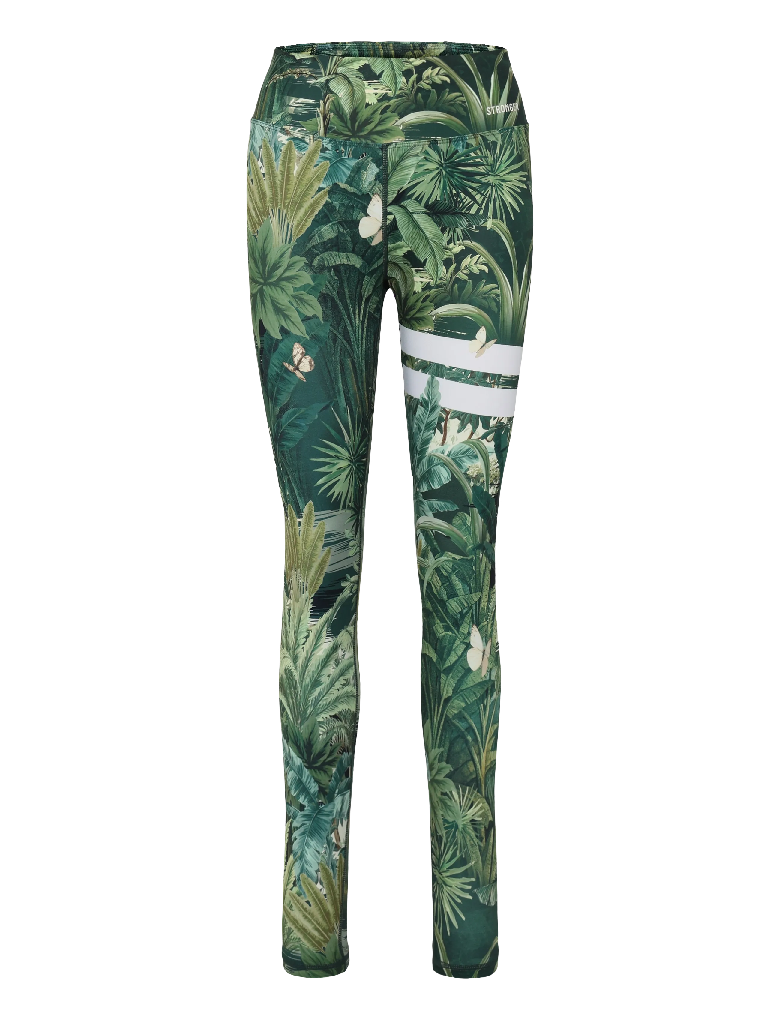 STRONGER Explore Printed Leggings - Sportmode - TROPICAL LEAVES PRINT / green