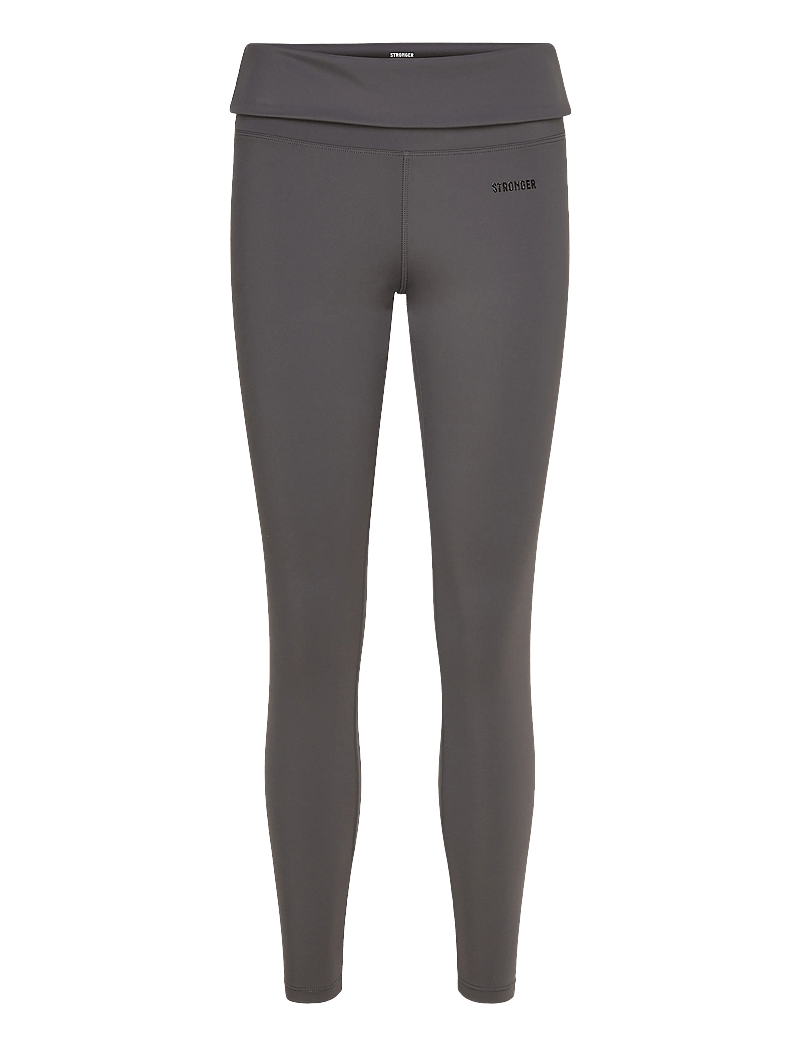 STRONGER - Soft Fold Over Leggings - full längd - black oyster - 0