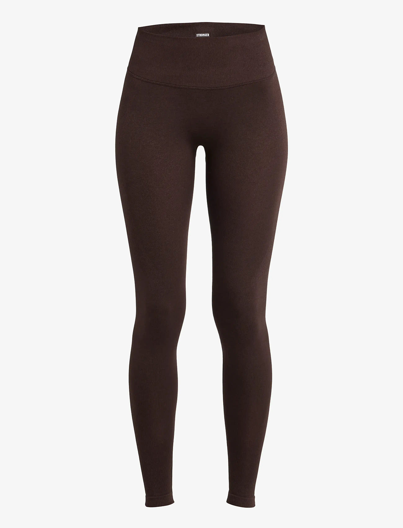STRONGER - Seamless Contour Scrunch Leggings - fuld længde - black coffee melange - 1
