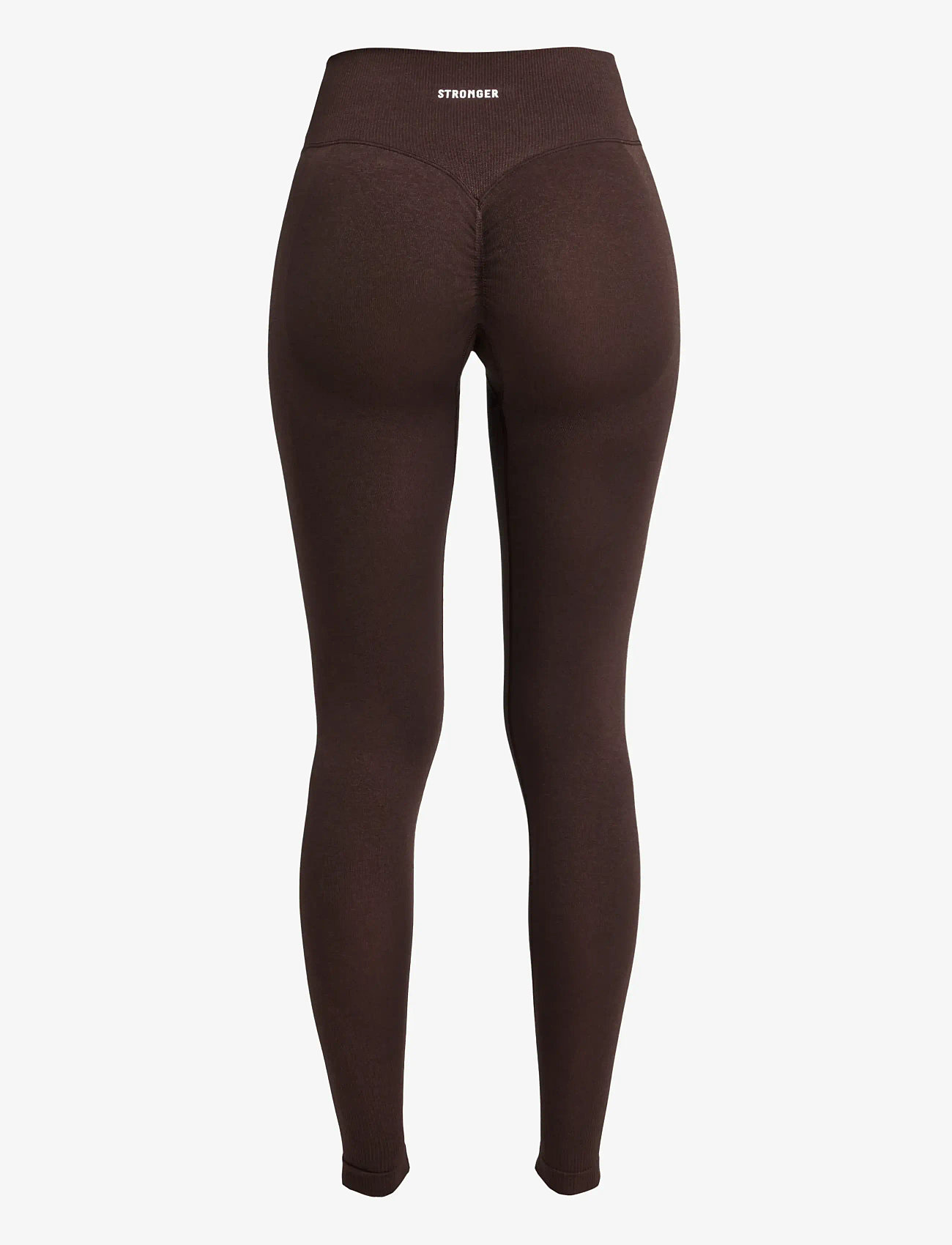 STRONGER - Seamless Contour Scrunch Leggings - fuld længde - black coffee melange - 2