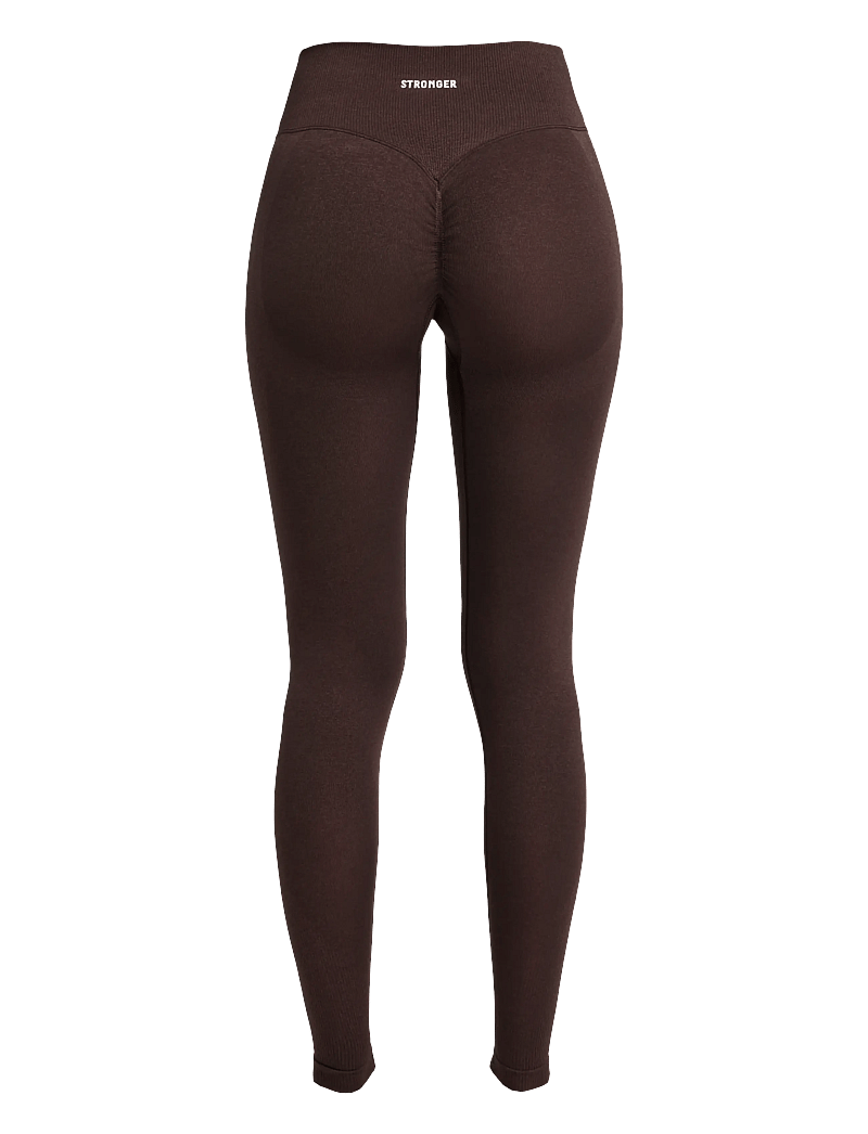 STRONGER - Seamless Contour Scrunch Leggings - fuld længde - black coffee melange - 2