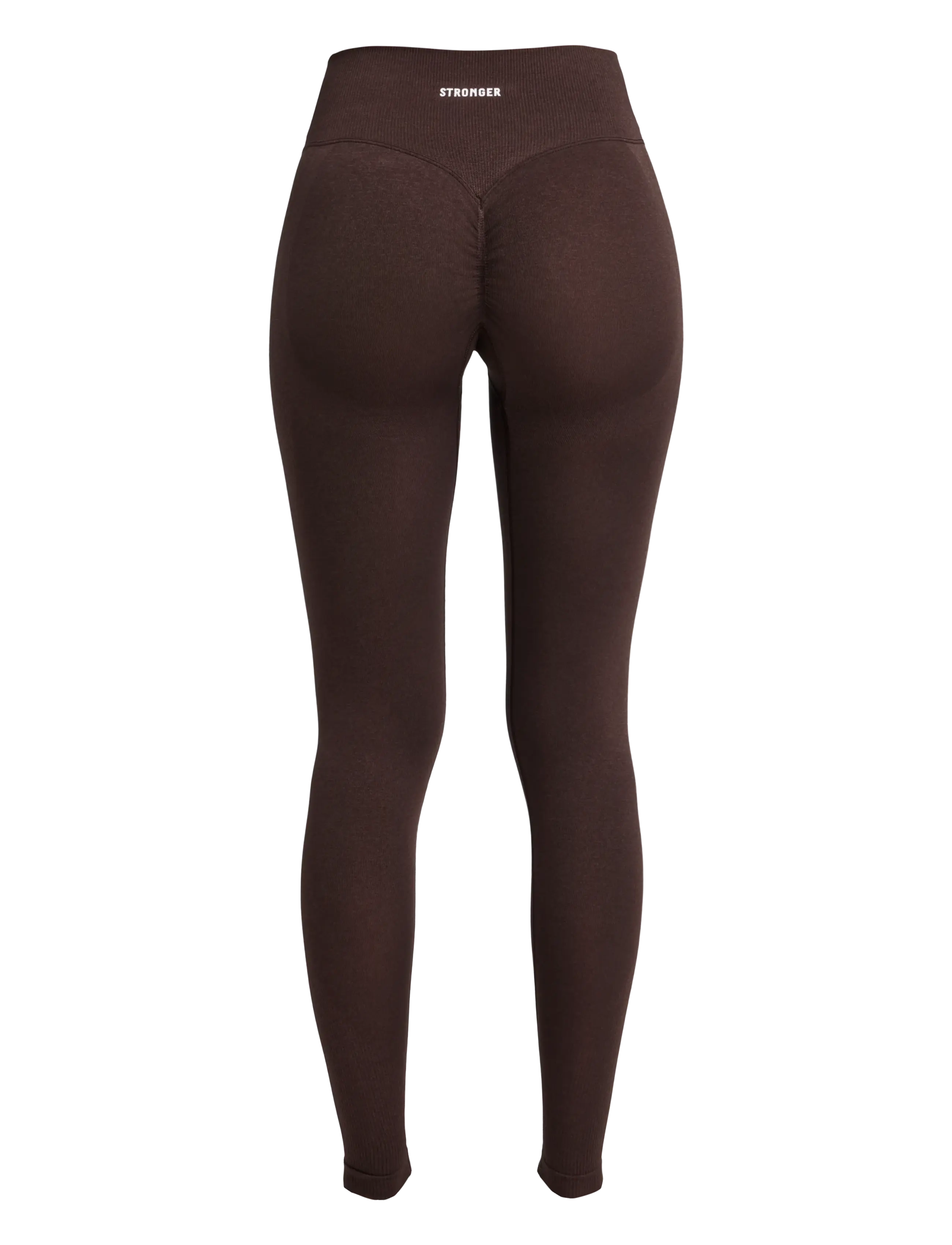 STRONGER - Seamless Contour Scrunch Leggings - training tights - black coffee melange - 2