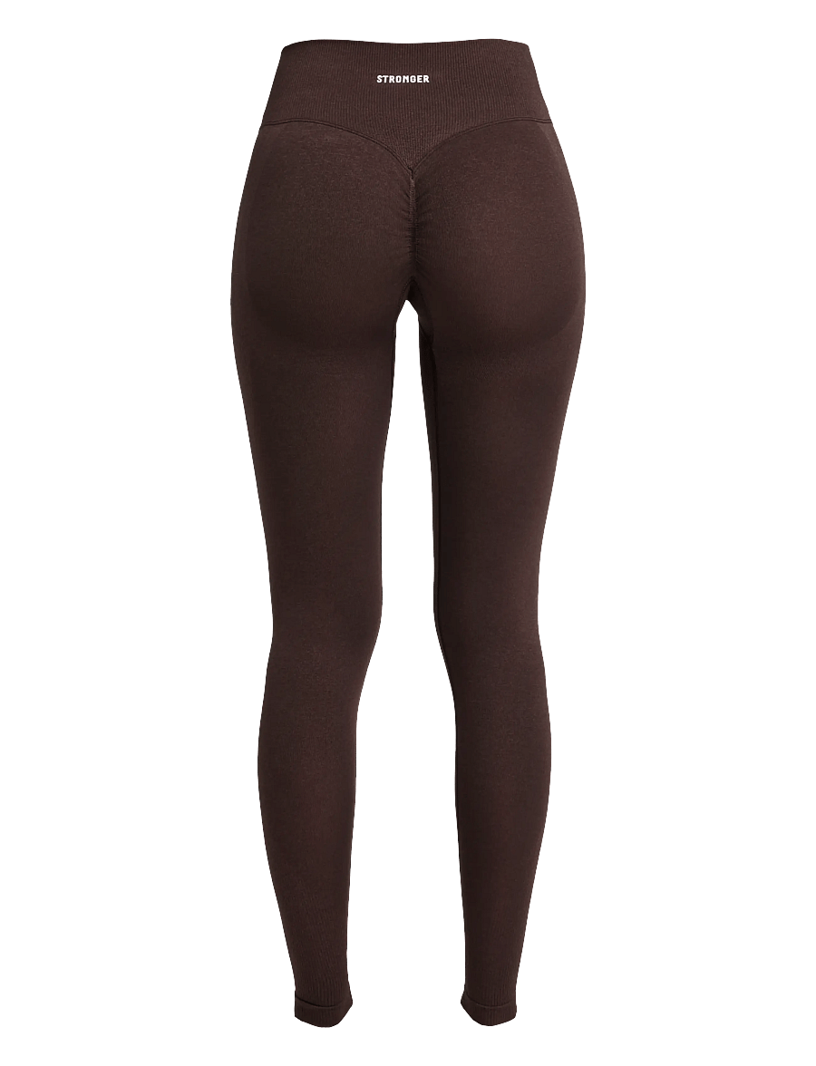 STRONGER - Seamless Contour Scrunch Leggings - volle länge - black coffee melange - 2