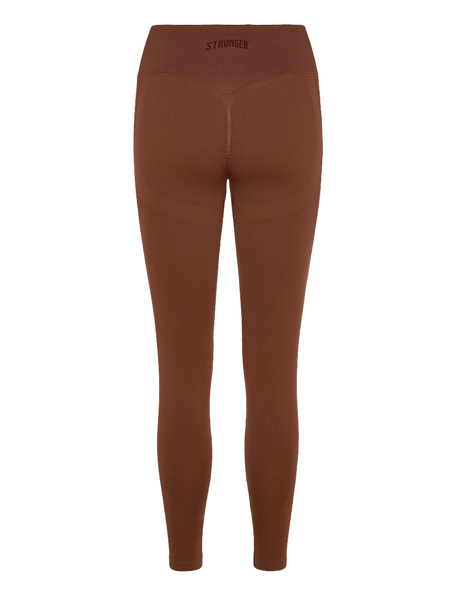 STRONGER - Seamless Contour Scrunch Leggings - treniņu legingi - cappuccino - 1
