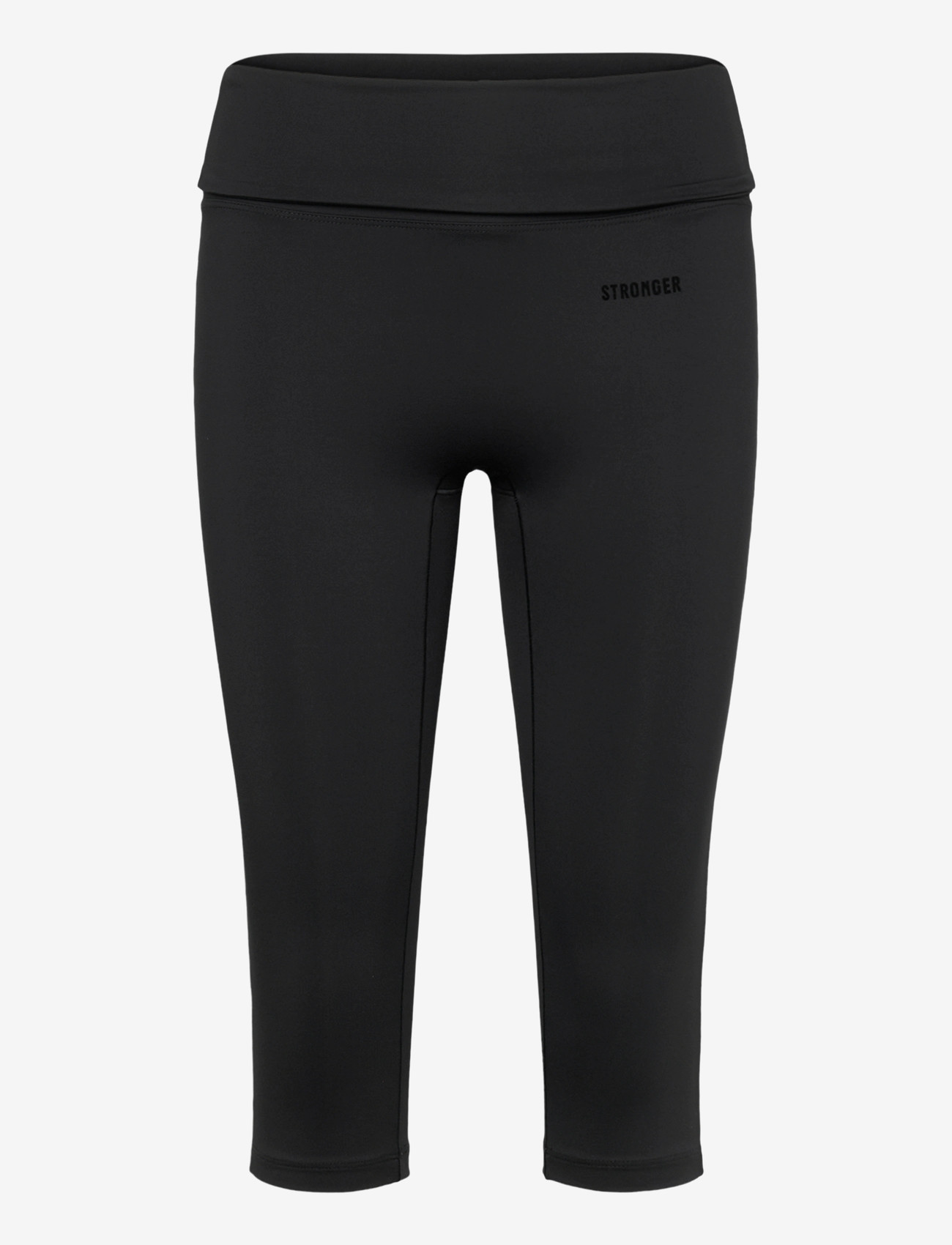 STRONGER - Soft Fold Over Capri Leggings - 3/4 længde - black - 0