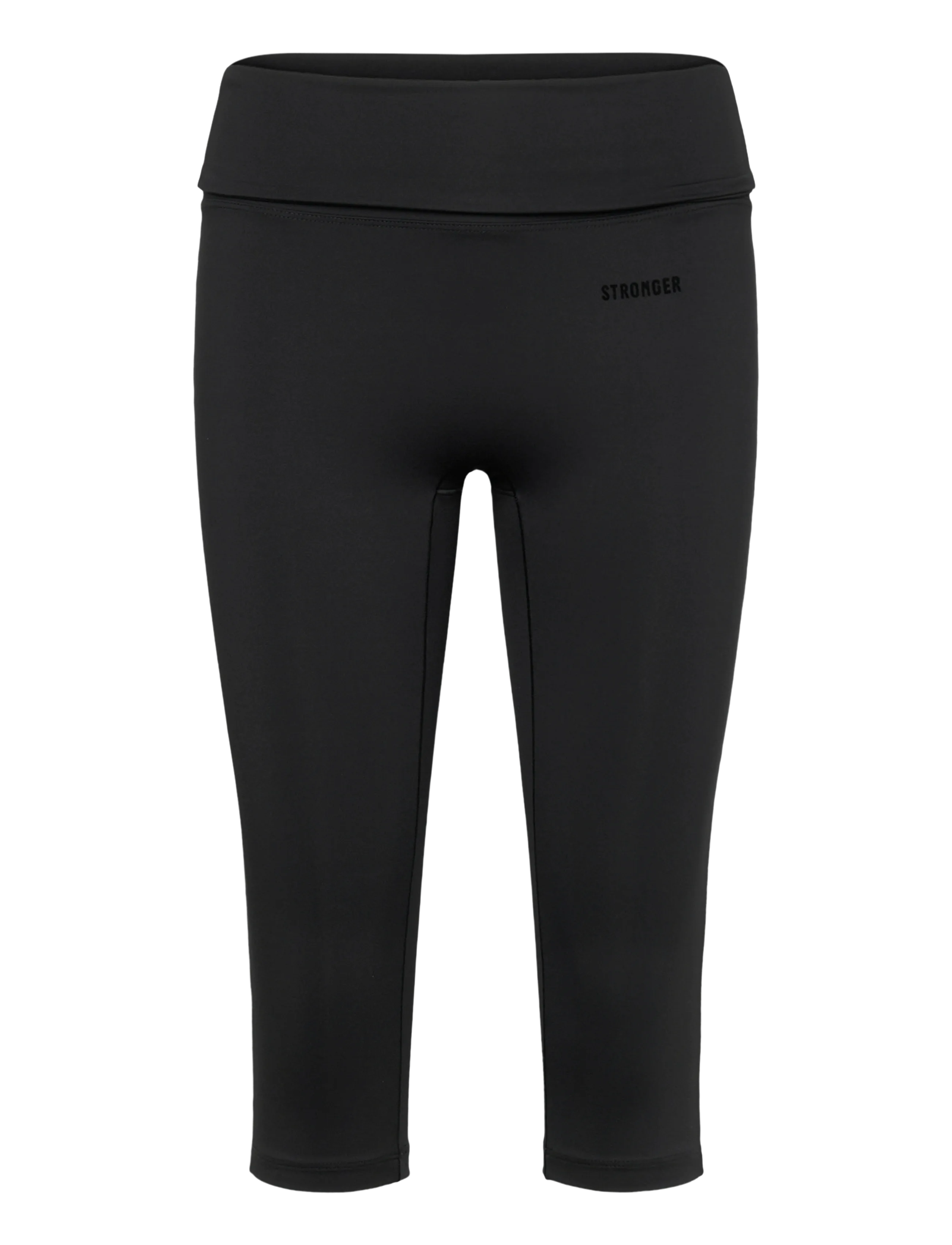 STRONGER Soft Fold Over Capri Leggings - Treeningretuusid - BLACK / black