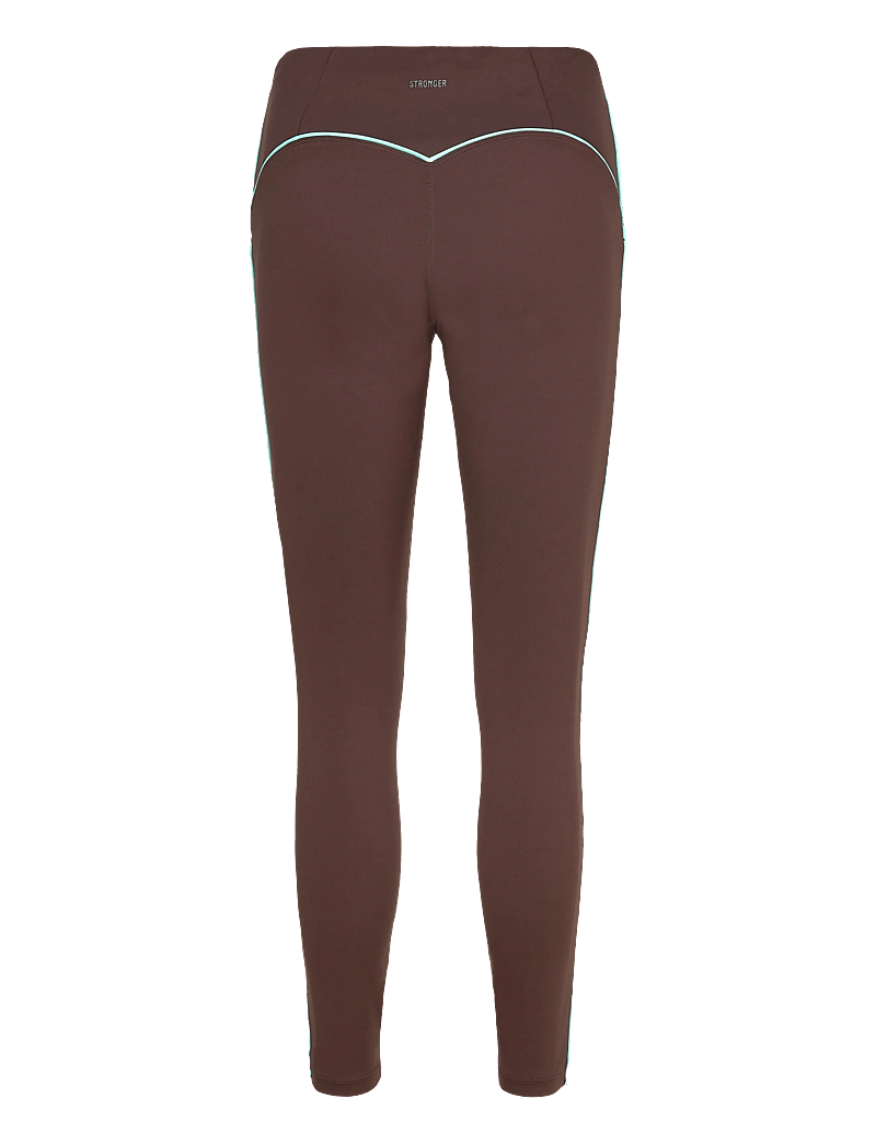 STRONGER - Piping Leggings - full längd - black coffee - 1