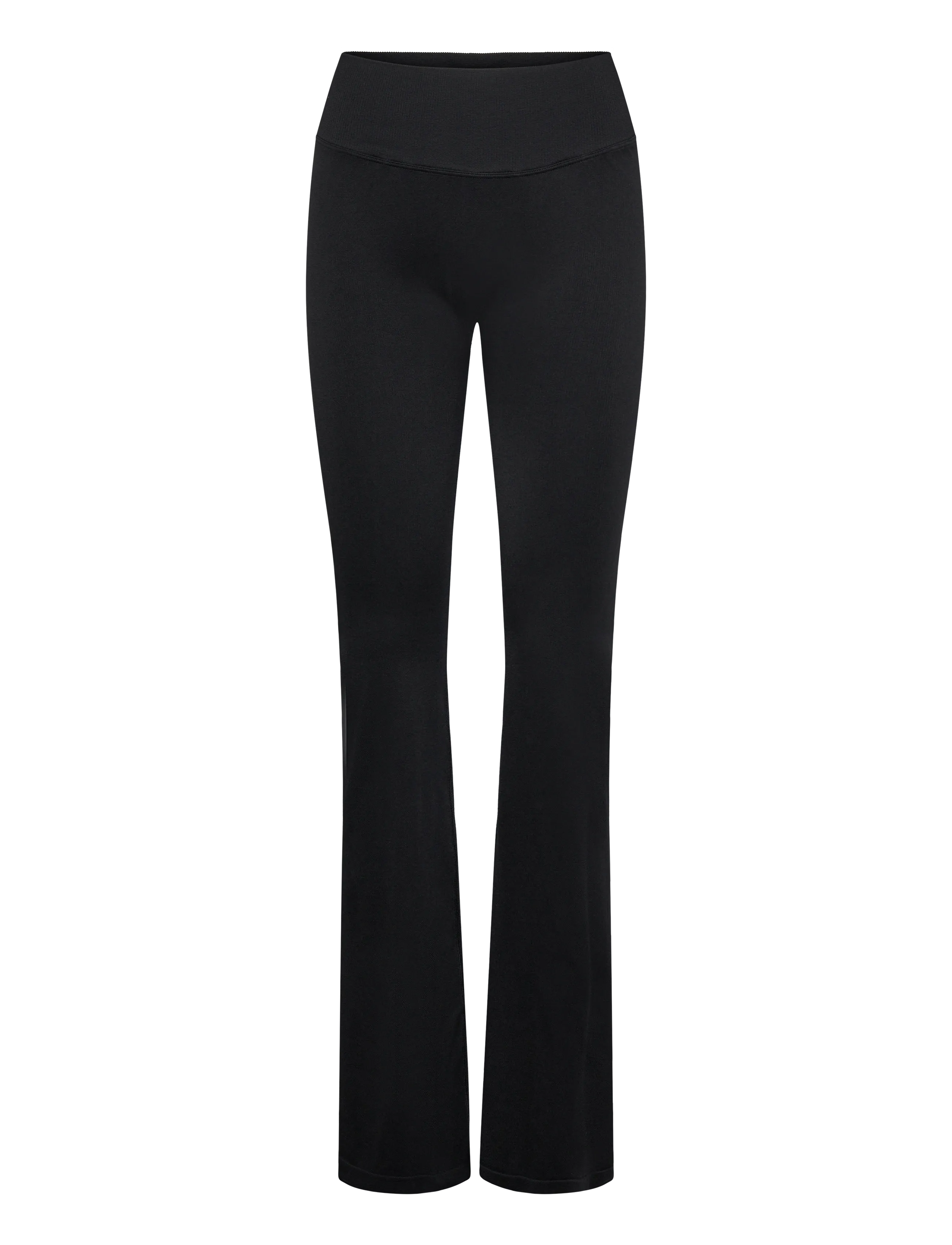 STRONGER Seamless Contour Ribbed Bootcut Leggings - Treeningretuusid - BLACK / black