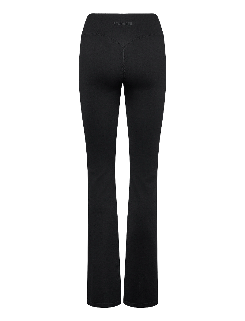 STRONGER - Seamless Contour Ribbed Bootcut Leggings - training tights - black - 1
