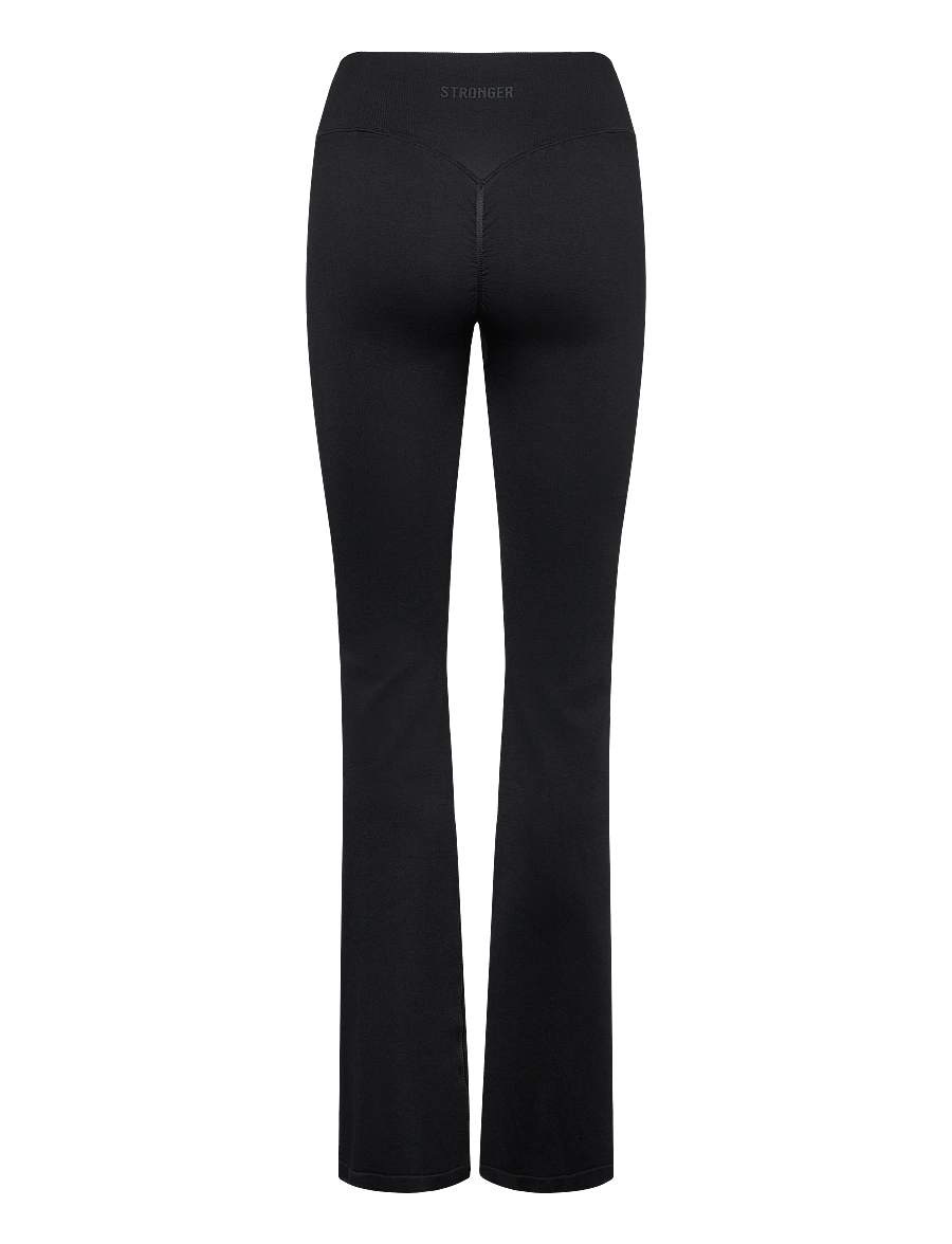 STRONGER - Seamless Contour Ribbed Bootcut Leggings - seamless tights - black - 1