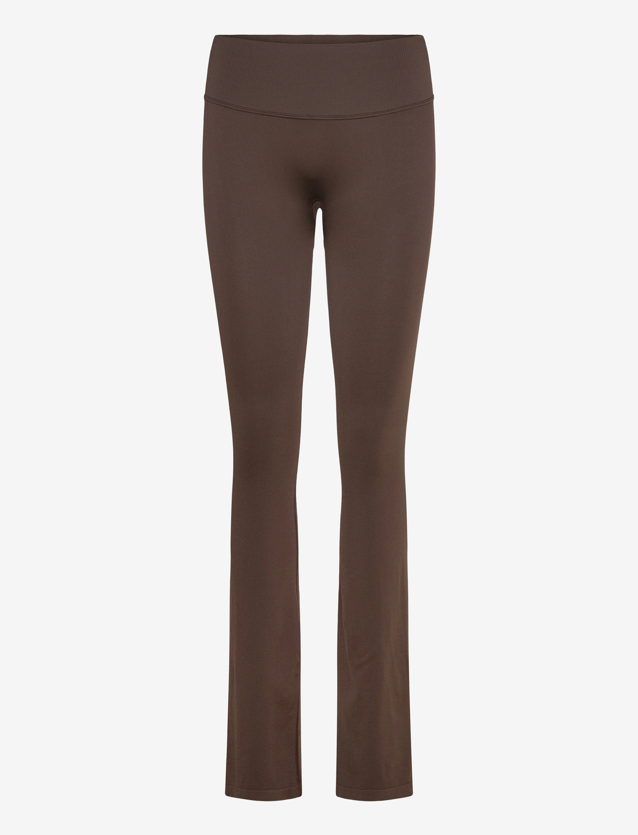 STRONGER - Seamless Contour Ribbed Bootcut Leggings - fuld længde - black coffee - 0
