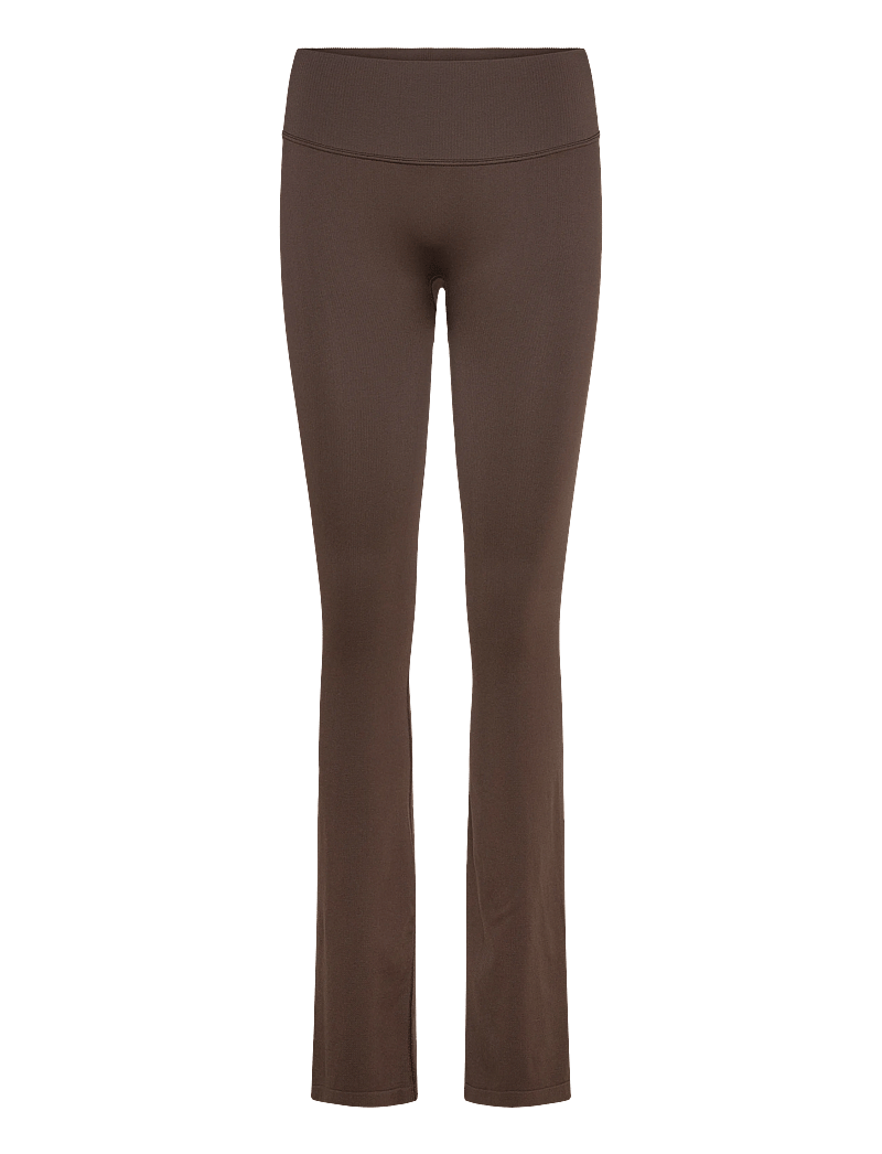 STRONGER - Seamless Contour Ribbed Bootcut Leggings - fuld længde - black coffee - 0