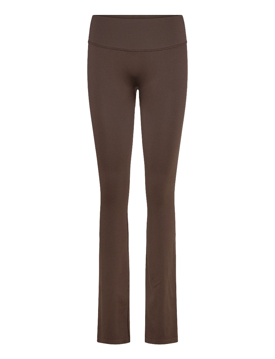 STRONGER - Seamless Contour Ribbed Bootcut Leggings - Õmblusteta retuusid - black coffee - 0