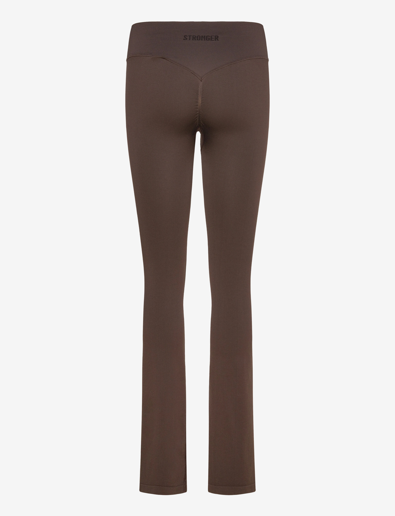 STRONGER - Seamless Contour Ribbed Bootcut Leggings - fuld længde - black coffee - 1