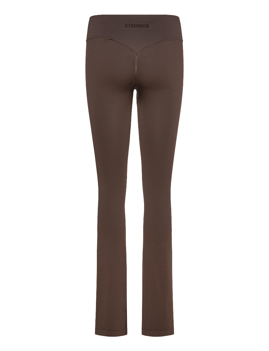 STRONGER - Seamless Contour Ribbed Bootcut Leggings - Õmblusteta retuusid - black coffee - 1