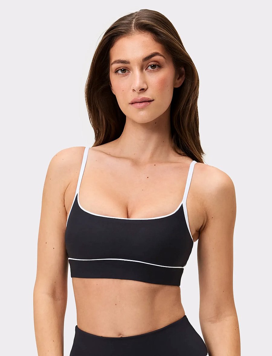STRONGER - Signature Piping Sports Bra - sports-bh'er - black - 0