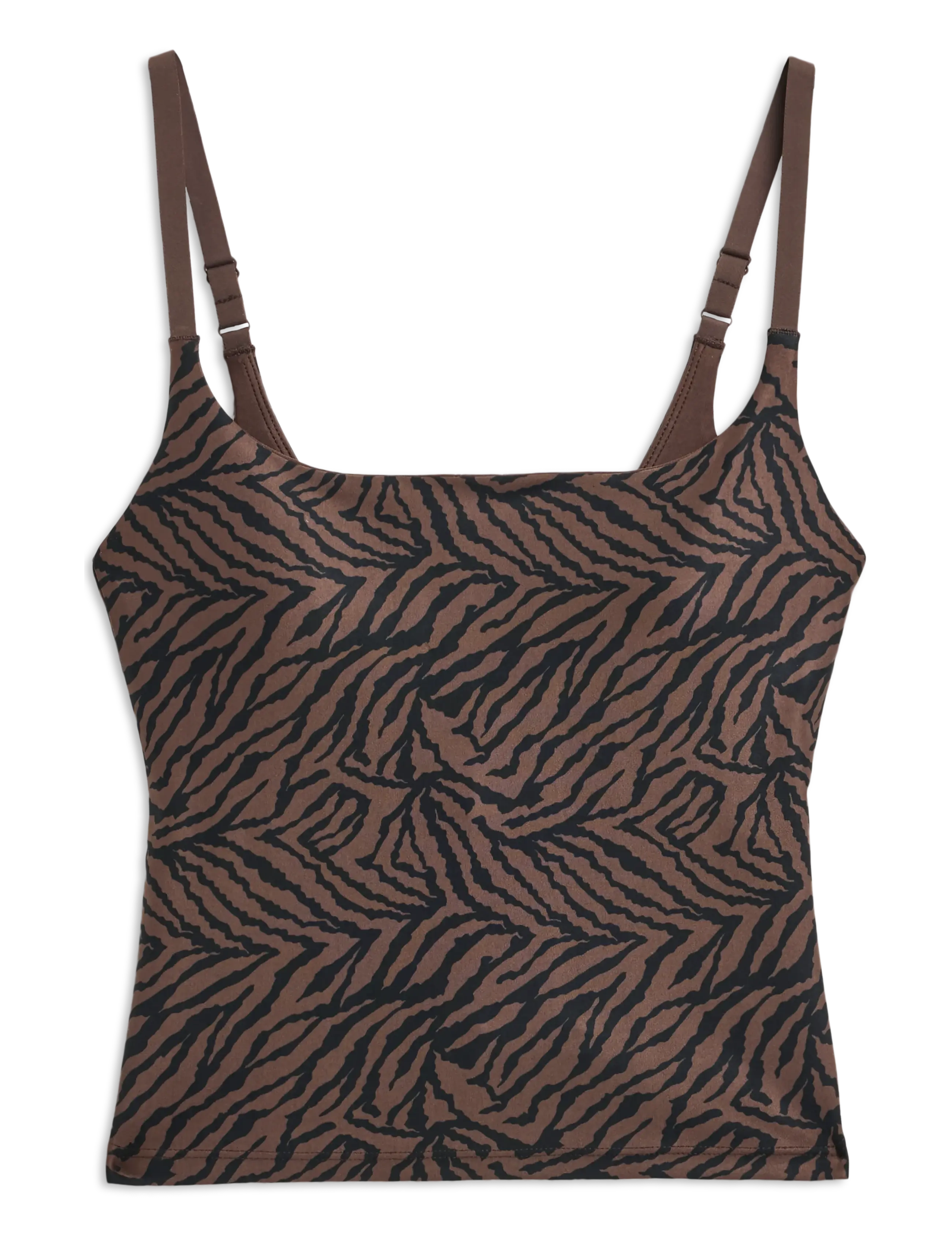 STRONGER The Printed One Strap Tank Top - Toppar & T-shirts - SAND ZEBRA / brown