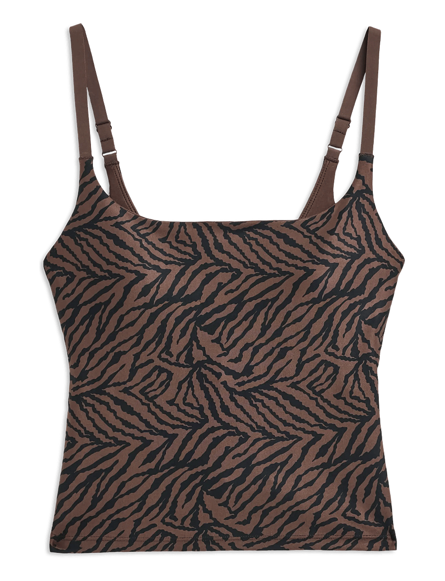 STRONGER - The Printed One Strap Tank Top - tank tops - sand zebra - 1