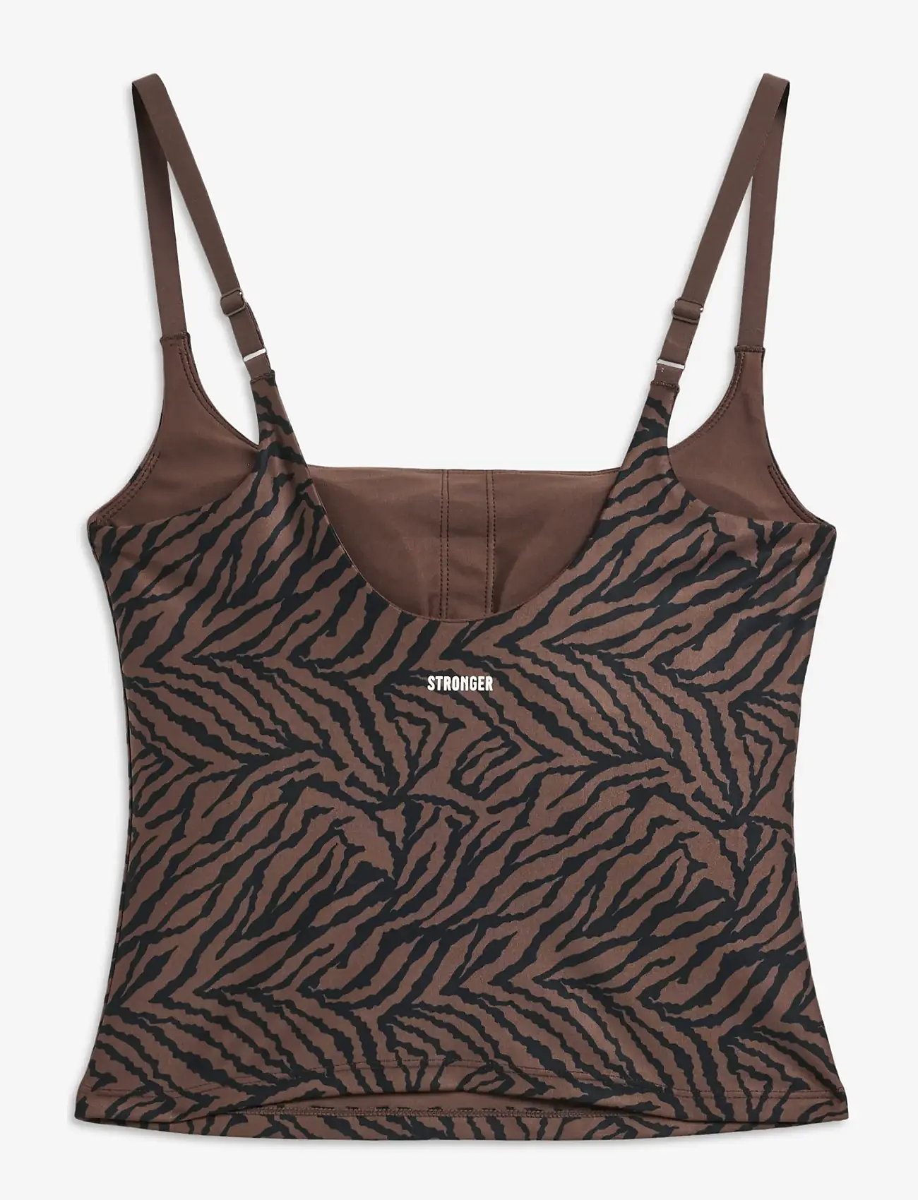 STRONGER - The Printed One Strap Tank Top - tank tops - sand zebra - 2