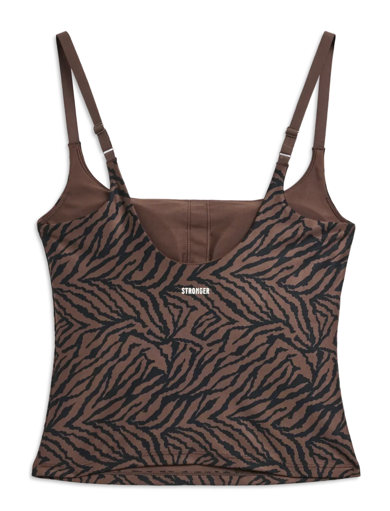 STRONGER - The Printed One Strap Tank Top - tank tops - sand zebra - 2