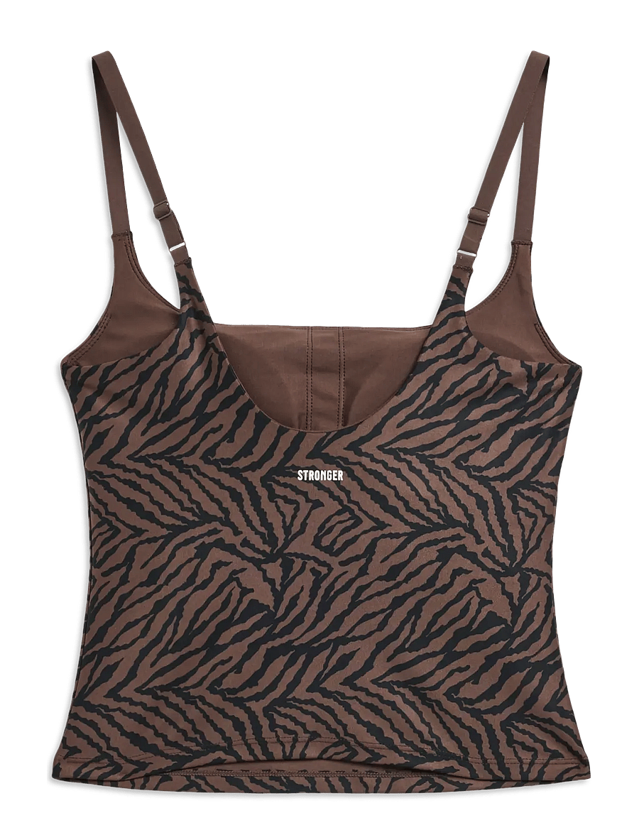 STRONGER - The Printed One Strap Tank Top - tank tops - sand zebra - 2