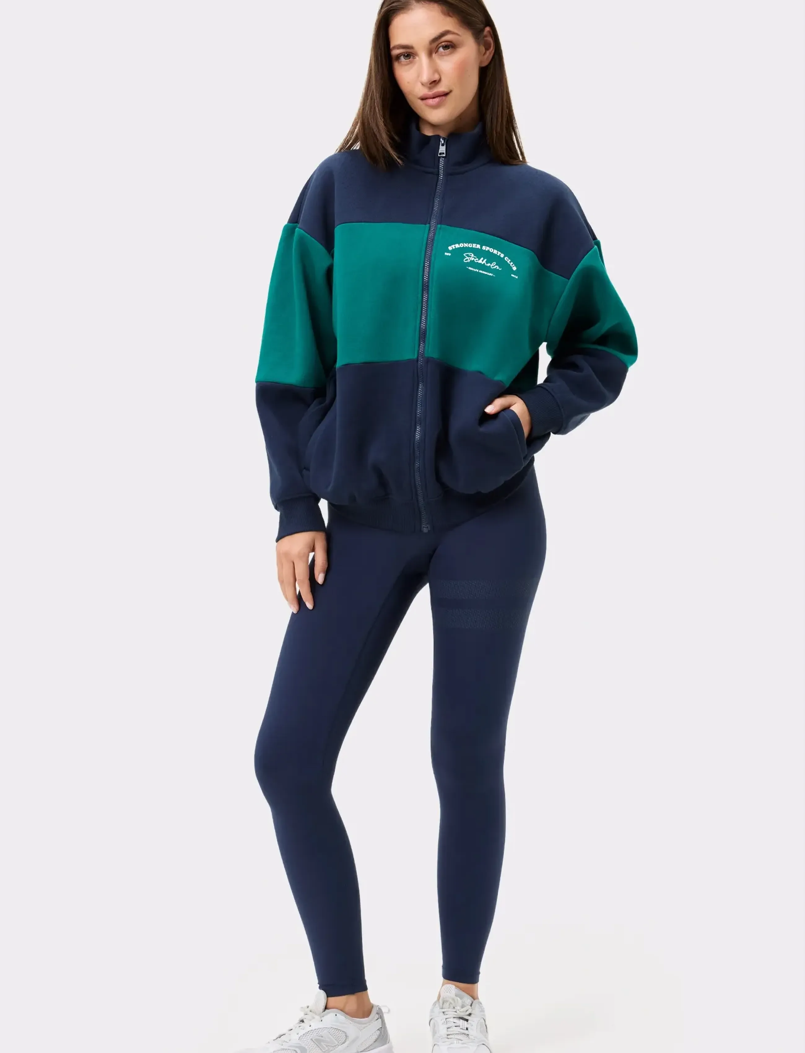 STRONGER Oversized Full Zip Sweatshirt, S, Navy, Sport Sweatshirts & Hoodies > Sport Sweatshirts, Dame