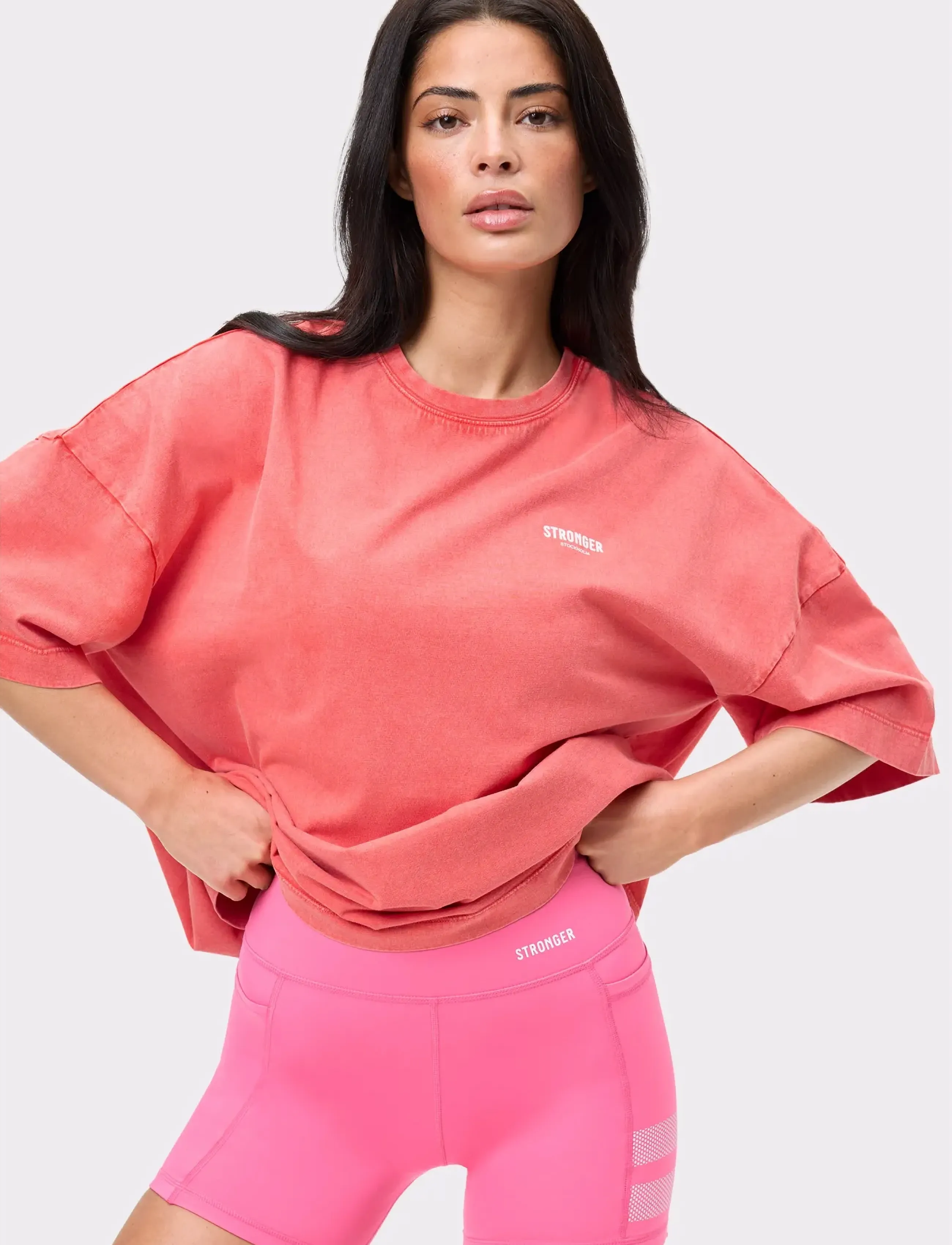 STRONGER Oversized Crew T-shirt - STRONGER - WASHED POPPY RED / red