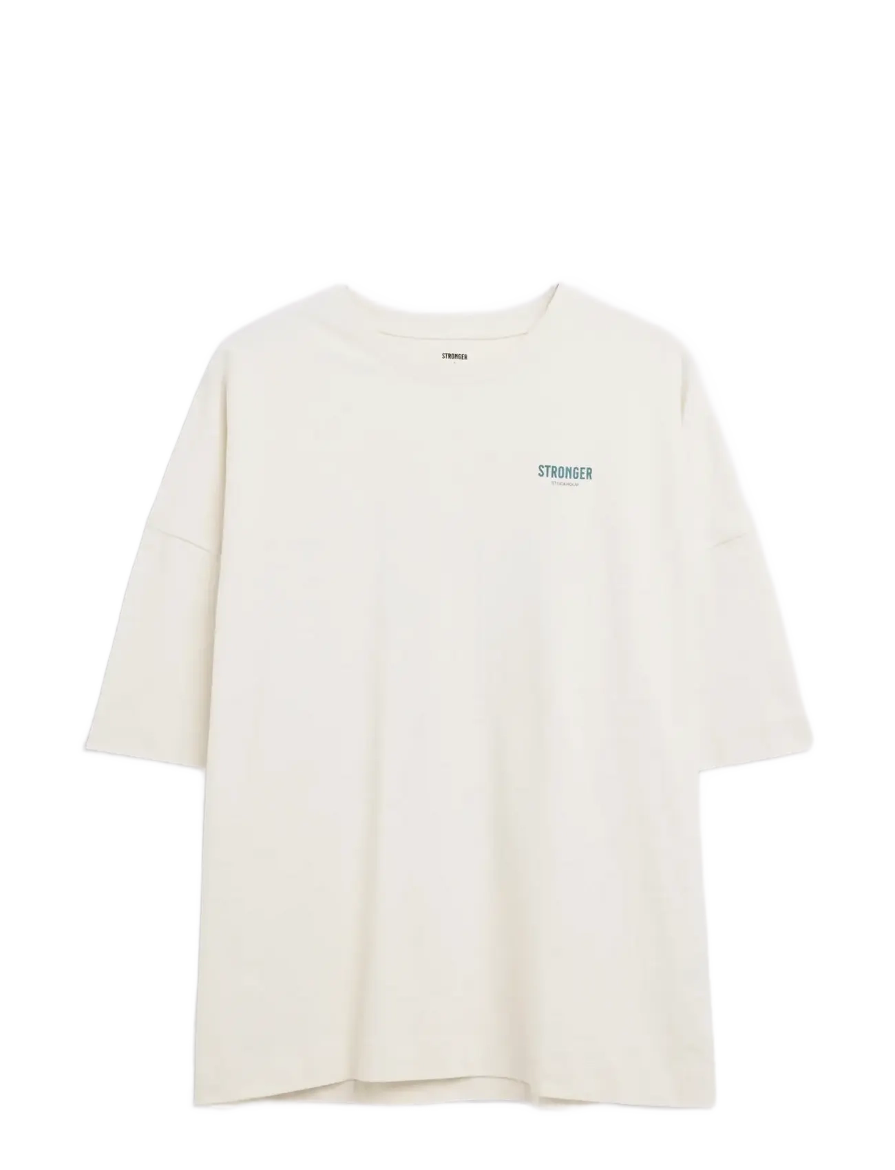 STRONGER Oversized Crew T-Shirt, M, Sports Oberteile & T-shirts, Creme - Sport Frauen