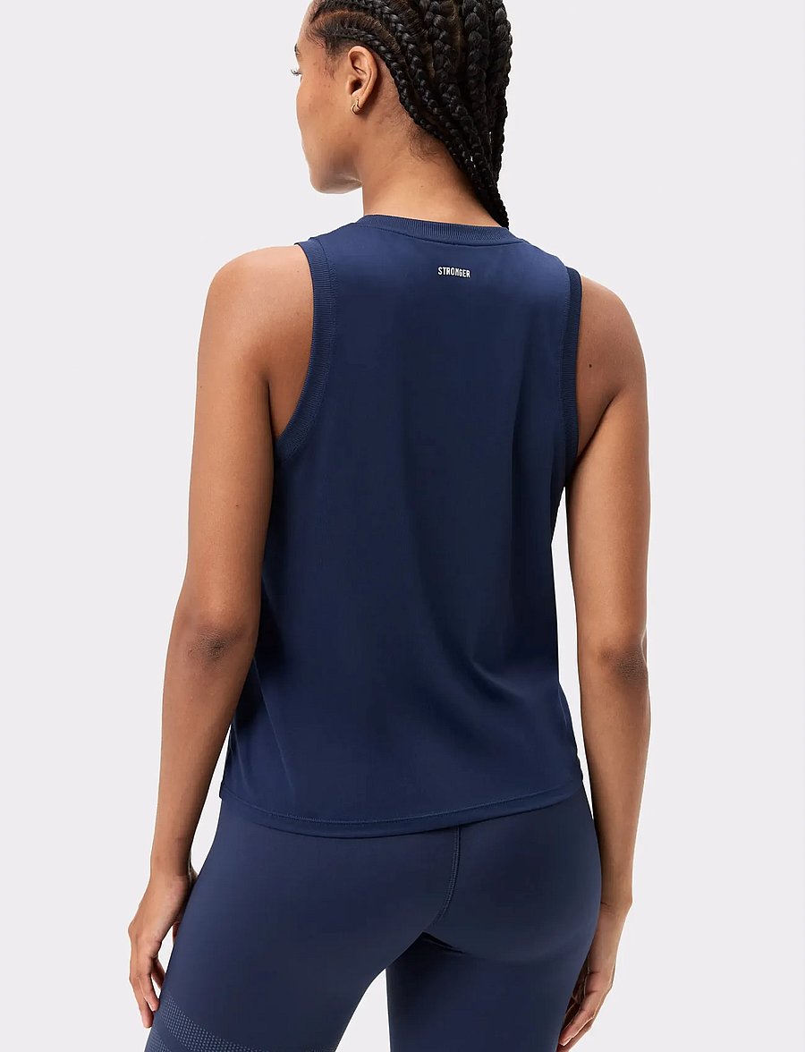 STRONGER - Relaxed Tank - linnen - navy blazer - 0