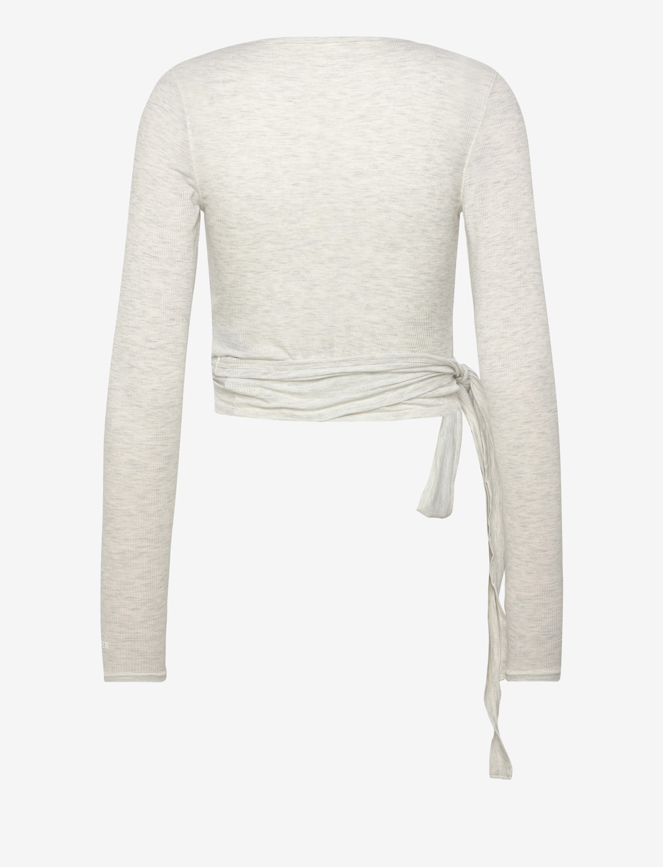 STRONGER - Soft Rib Wrap Long Sleeve - crop tops - grey melange - 1