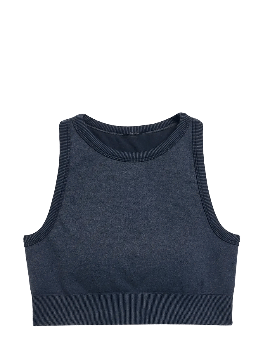 STRONGER - Washed seamless high neck bra - sports bras - black - 1