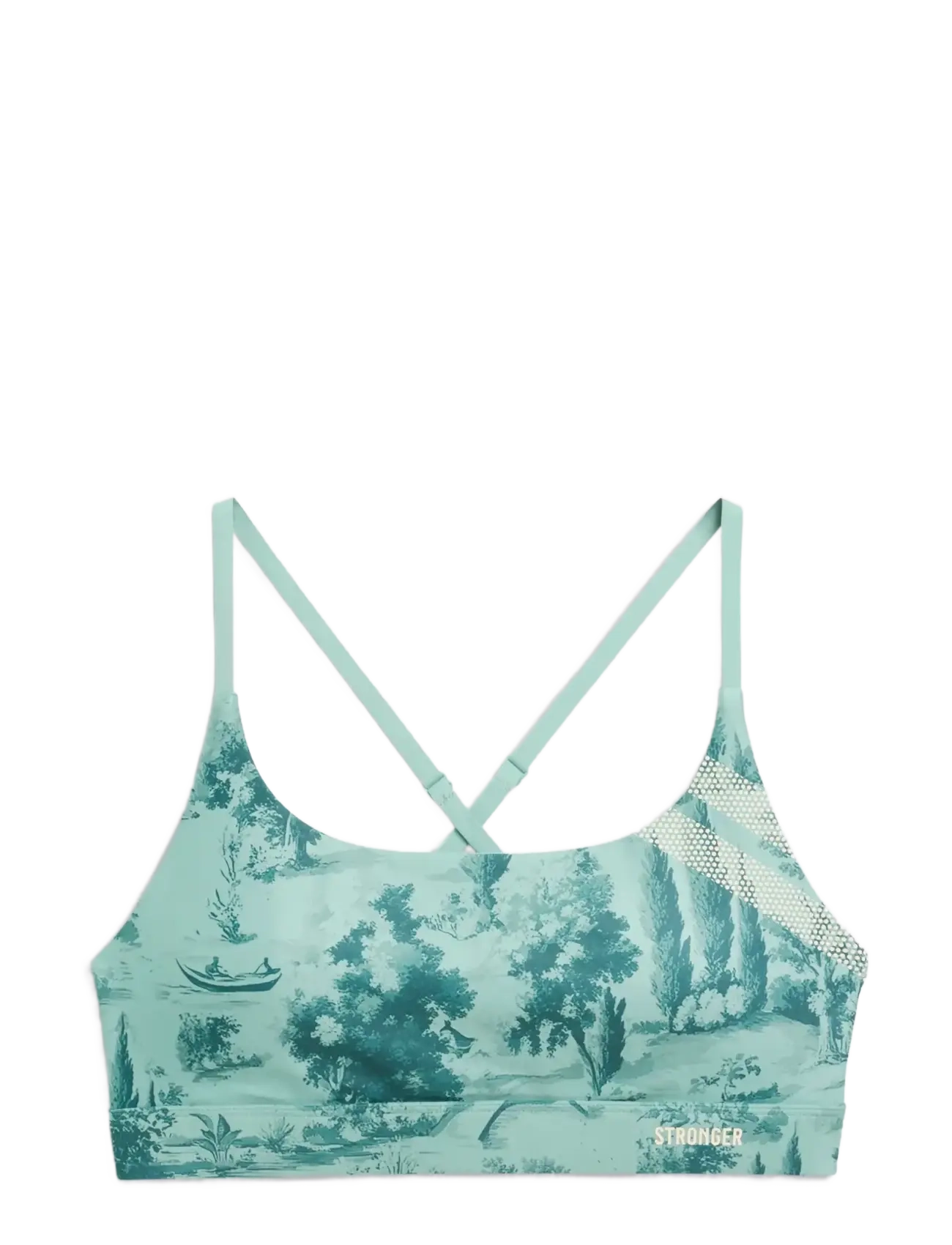 STRONGER Signature Printed Strap Sport BH Blau - XL - Damen