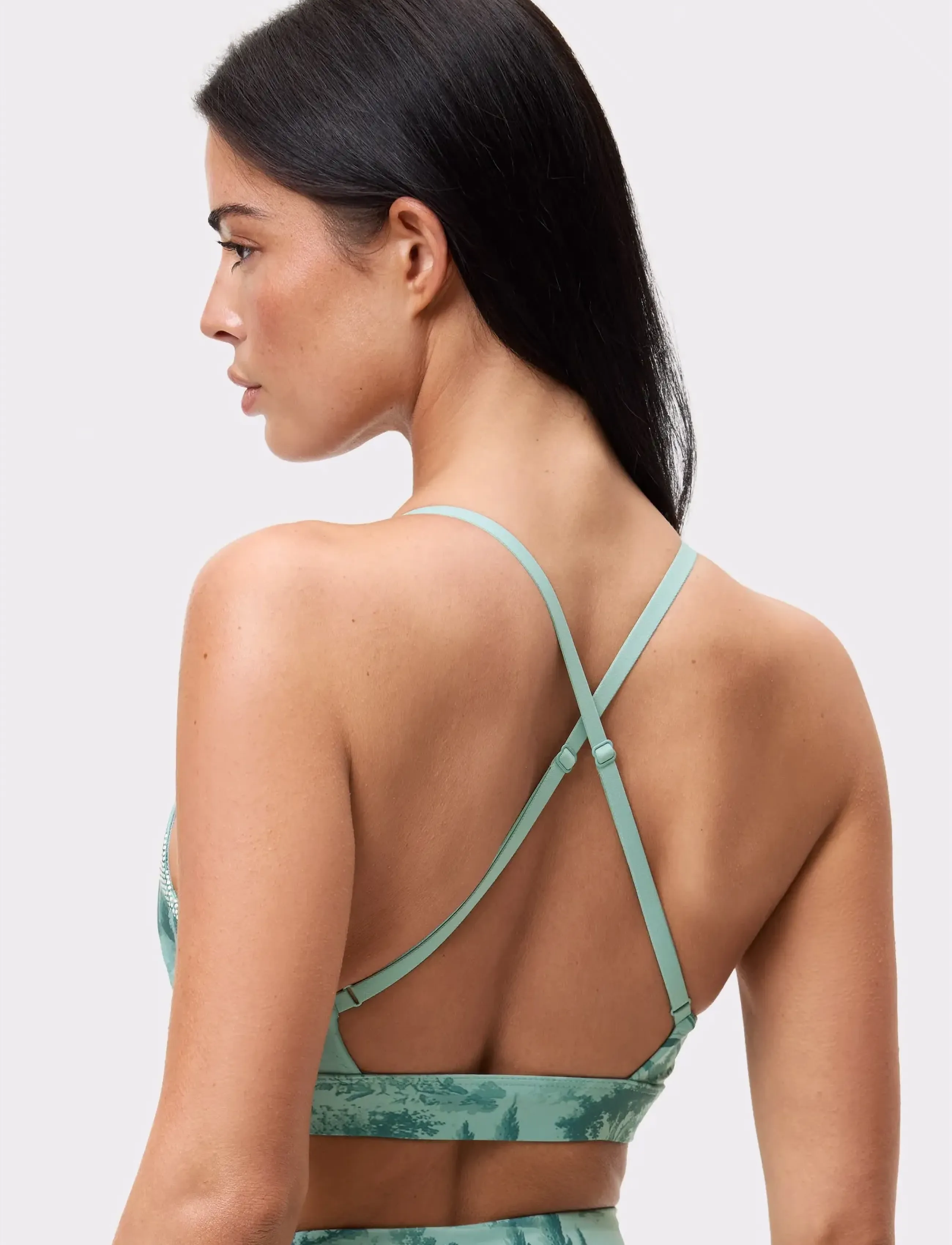 STRONGER Signature Printed Strap Sports Bra - STRONGER - TOILE DI ROMA / blue