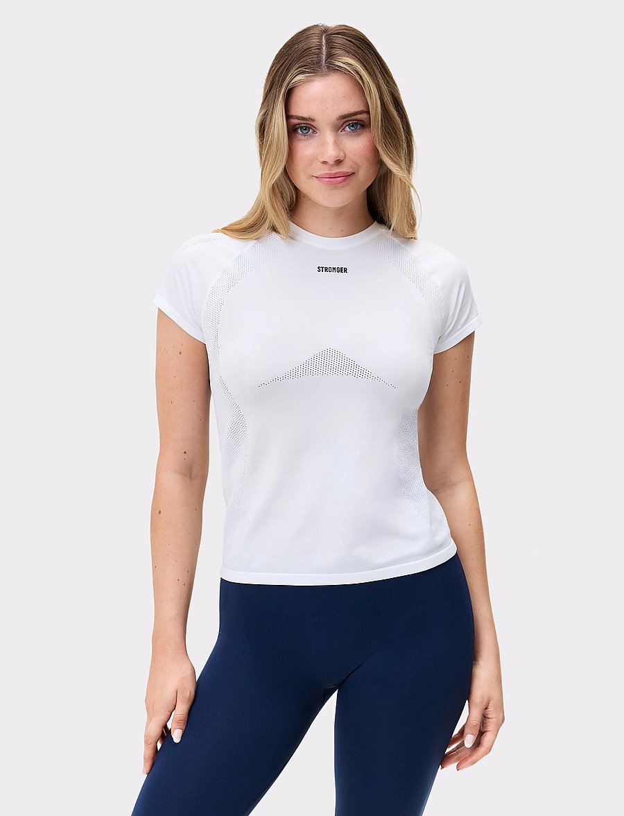 STRONGER - Seamless Performance T-shirt - alussärgid ja t-särgid - bright white - 0