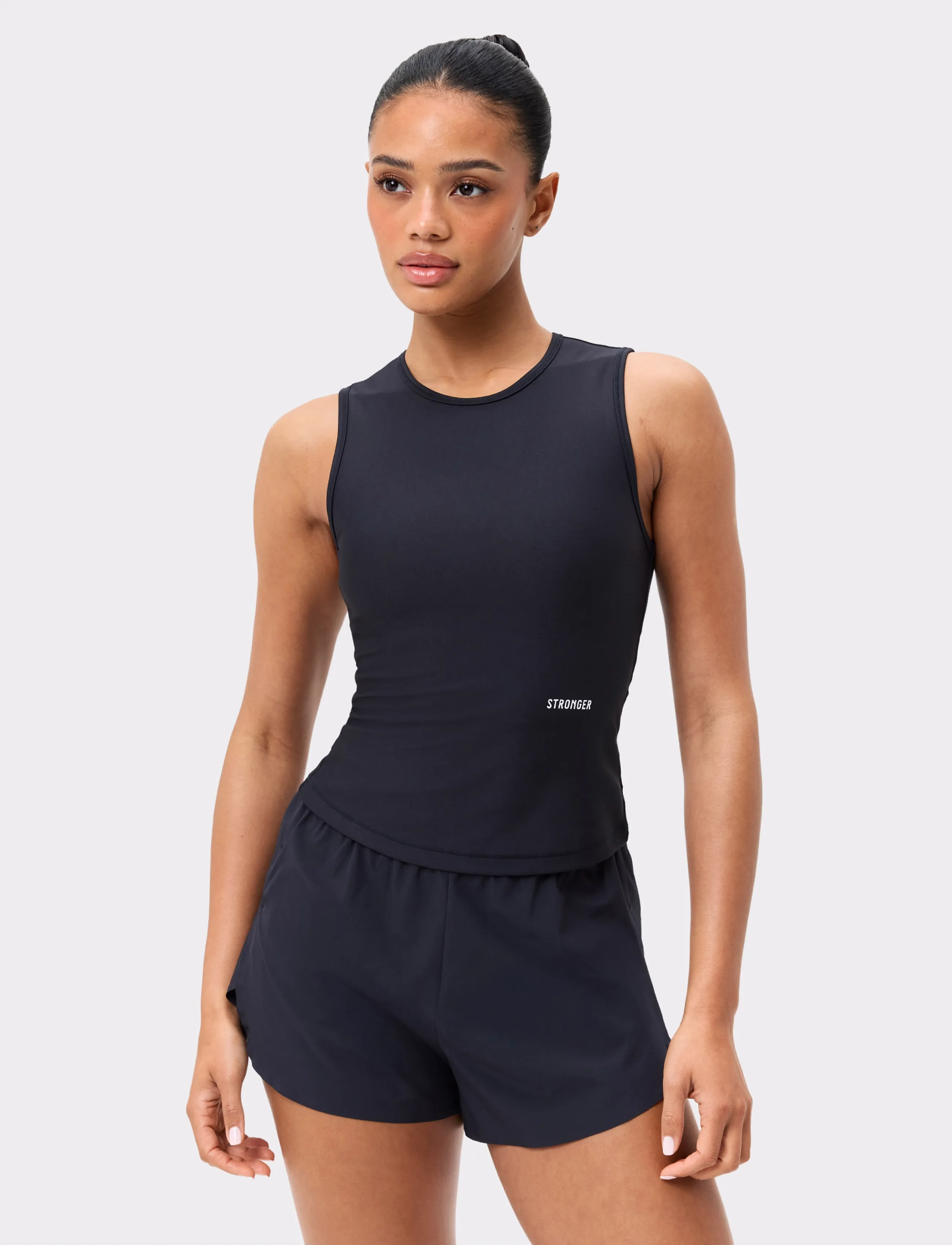 STRONGER Signature Slim Tank Top, Kvinder, Slim Fit Tanktop, Sort, Str: XS