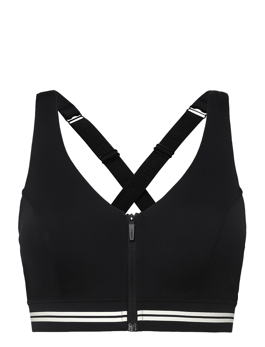 STRONGER - Signature Logo Zip Sports Bra - spordi-rinnahoidjad - black - 1