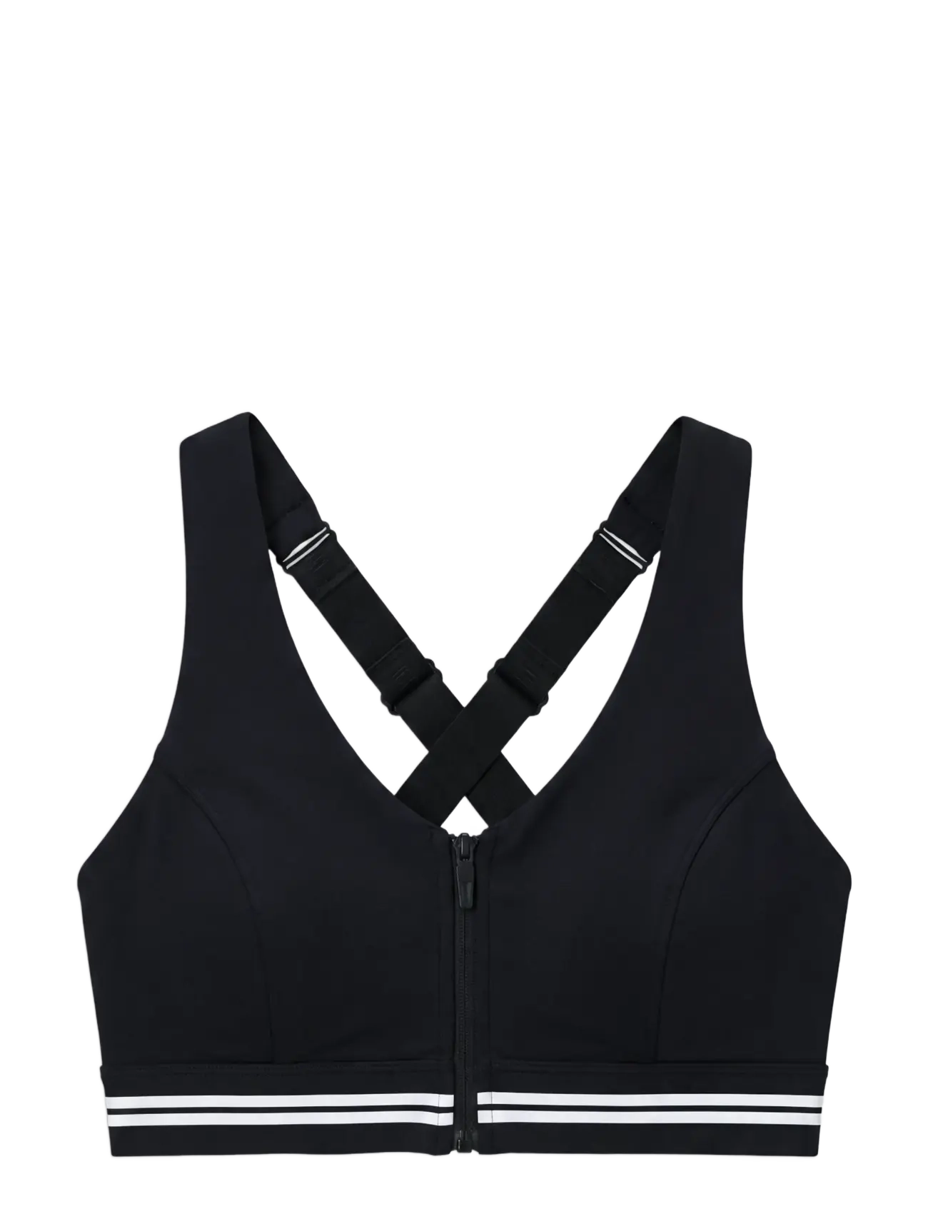 STRONGER Signature Logo  Zip Sports Bra - Riided - BLACK / black