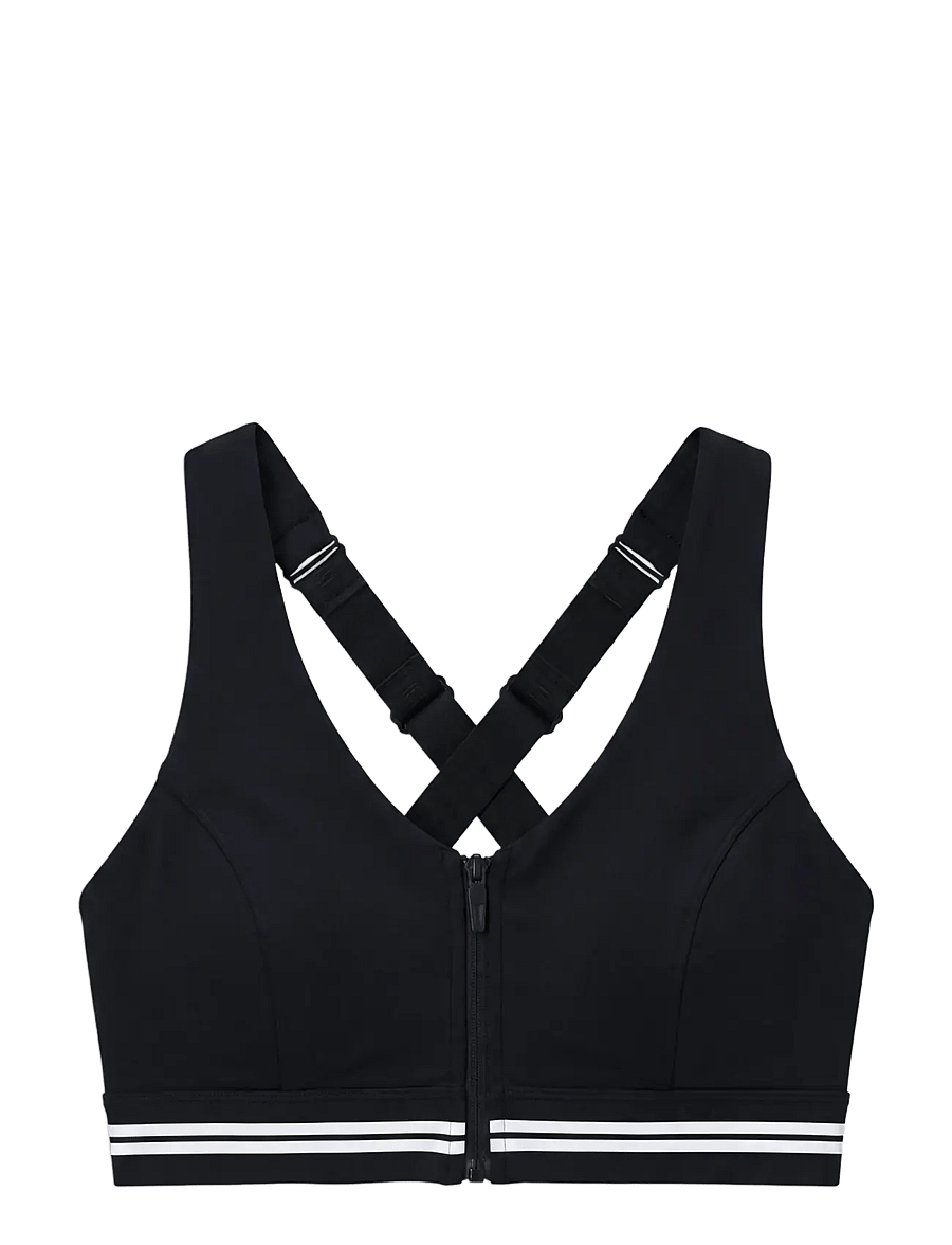 STRONGER - Signature Logo Zip Sports Bra - sport-bhs - black - 1