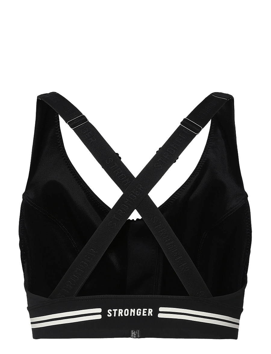 STRONGER - Signature Logo Zip Sports Bra - spordi-rinnahoidjad - black - 2