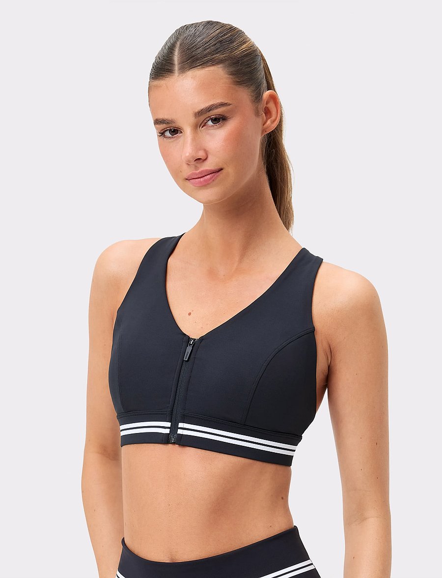 STRONGER - Signature Logo Zip Sports Bra - sport-bhs - black - 2