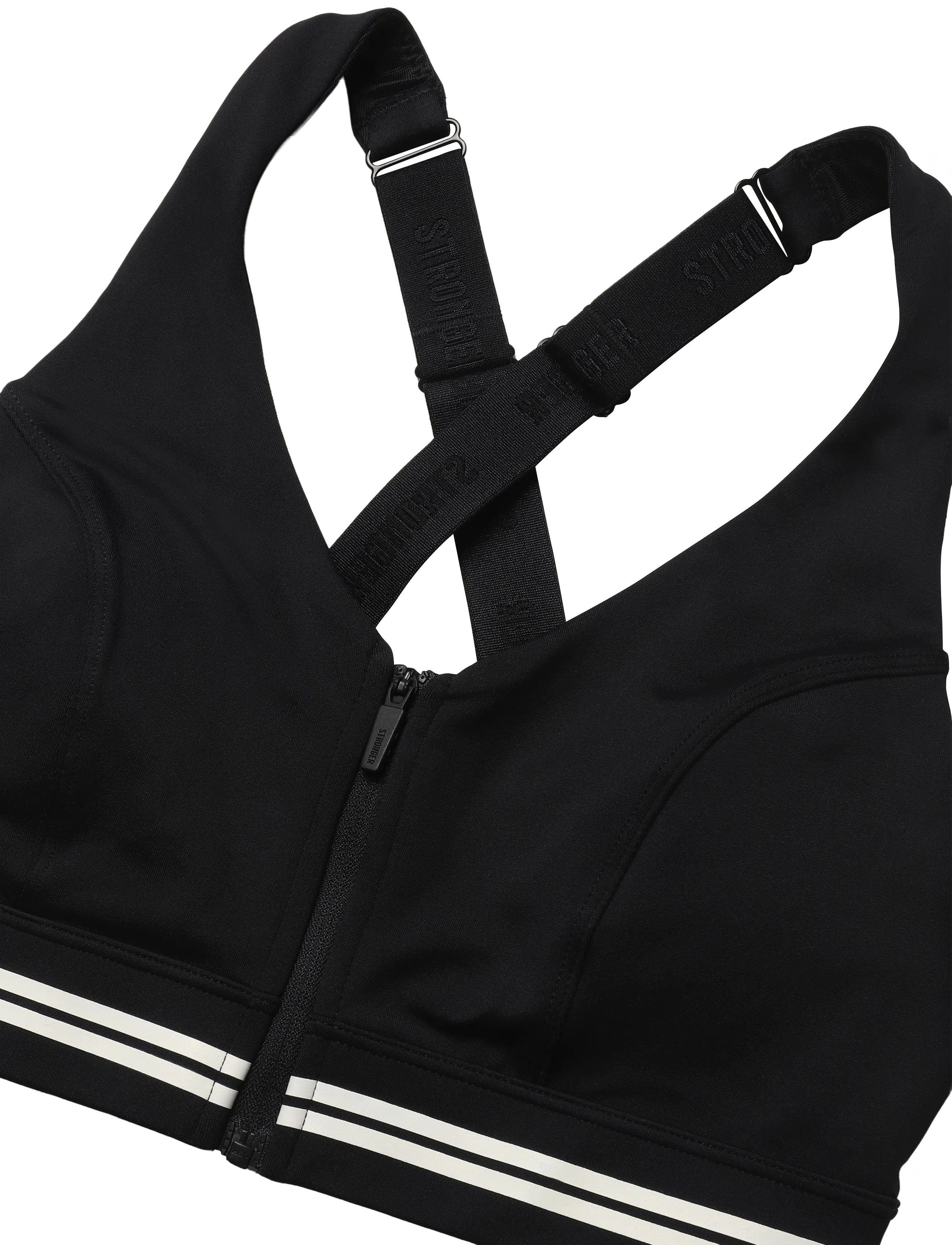 STRONGER - Signature Logo  Zip Sports Bra - spordi-rinnahoidjad - black - 5