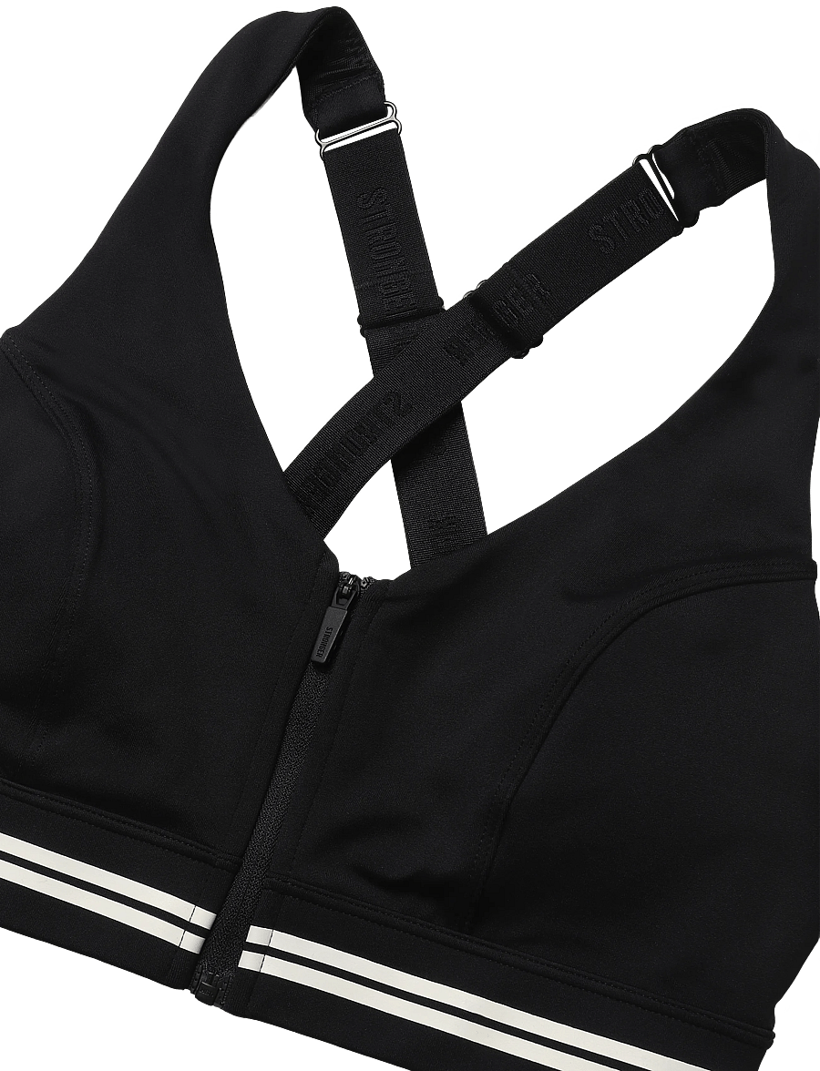 STRONGER - Signature Logo Zip Sports Bra - spordi-rinnahoidjad - black - 5