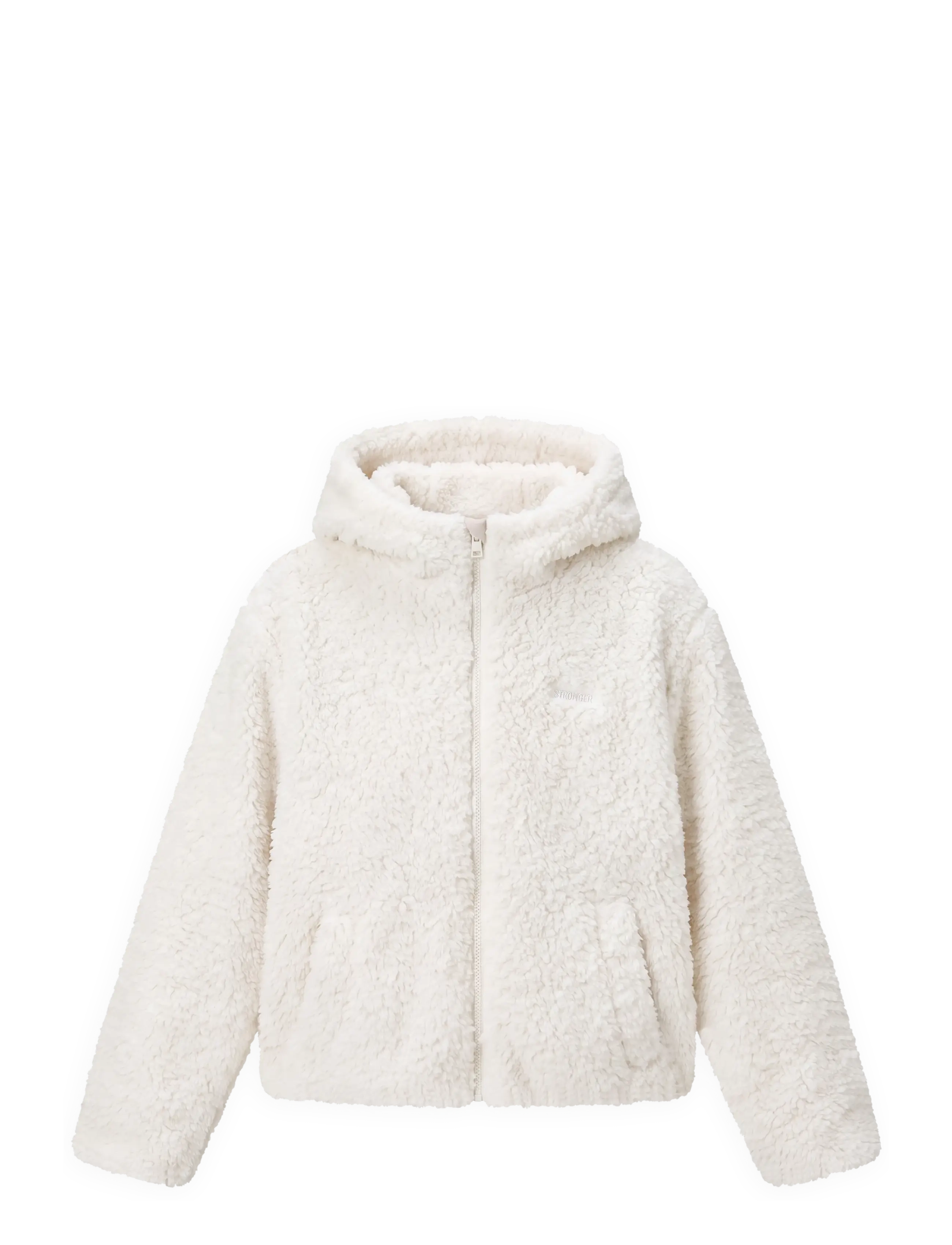 STRONGER Hooded Pile Jacket - Tøj - WHISPER WHITE / white