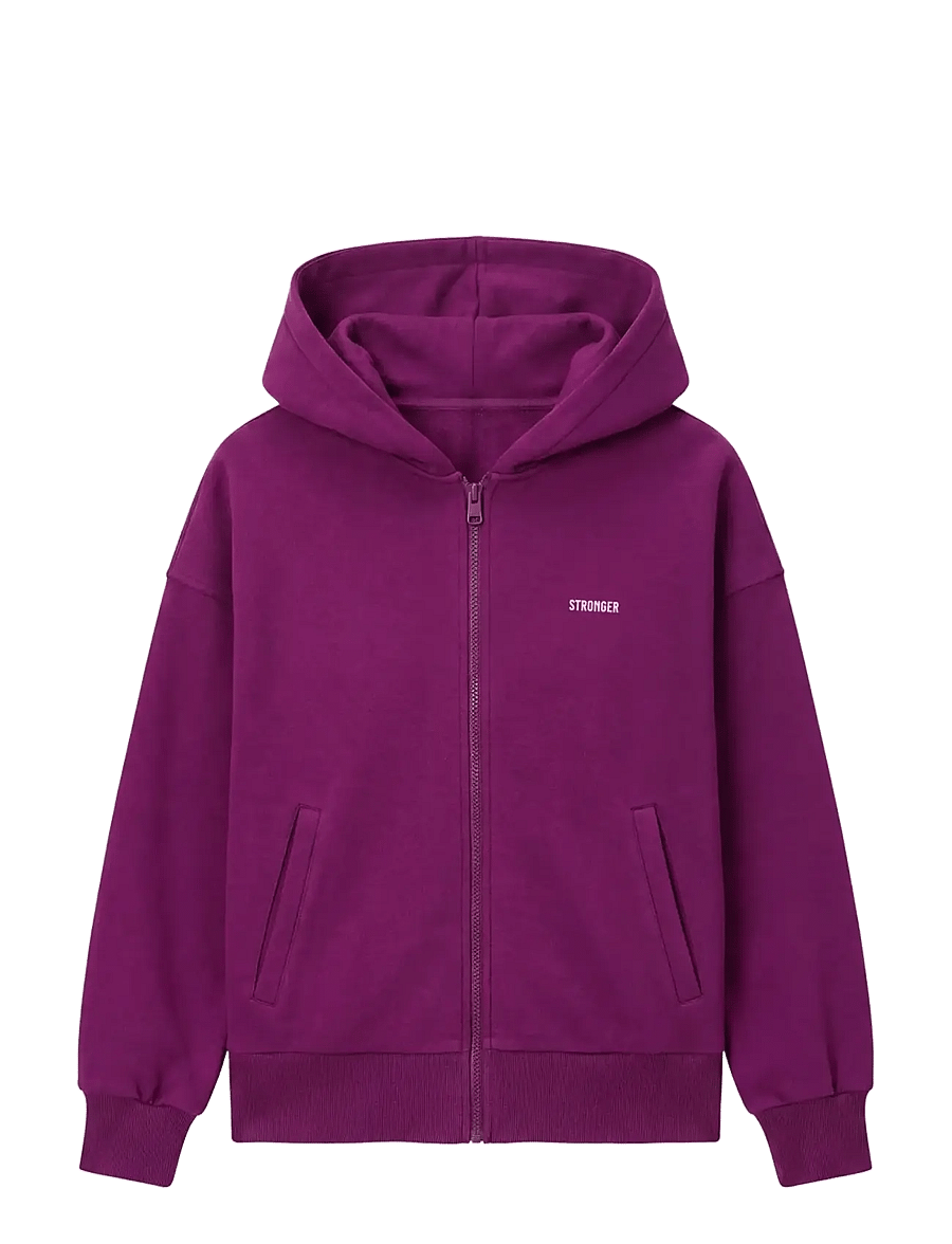 STRONGER - Relaxed Full Zip Hoodie - overdele - aubergine purple - 1